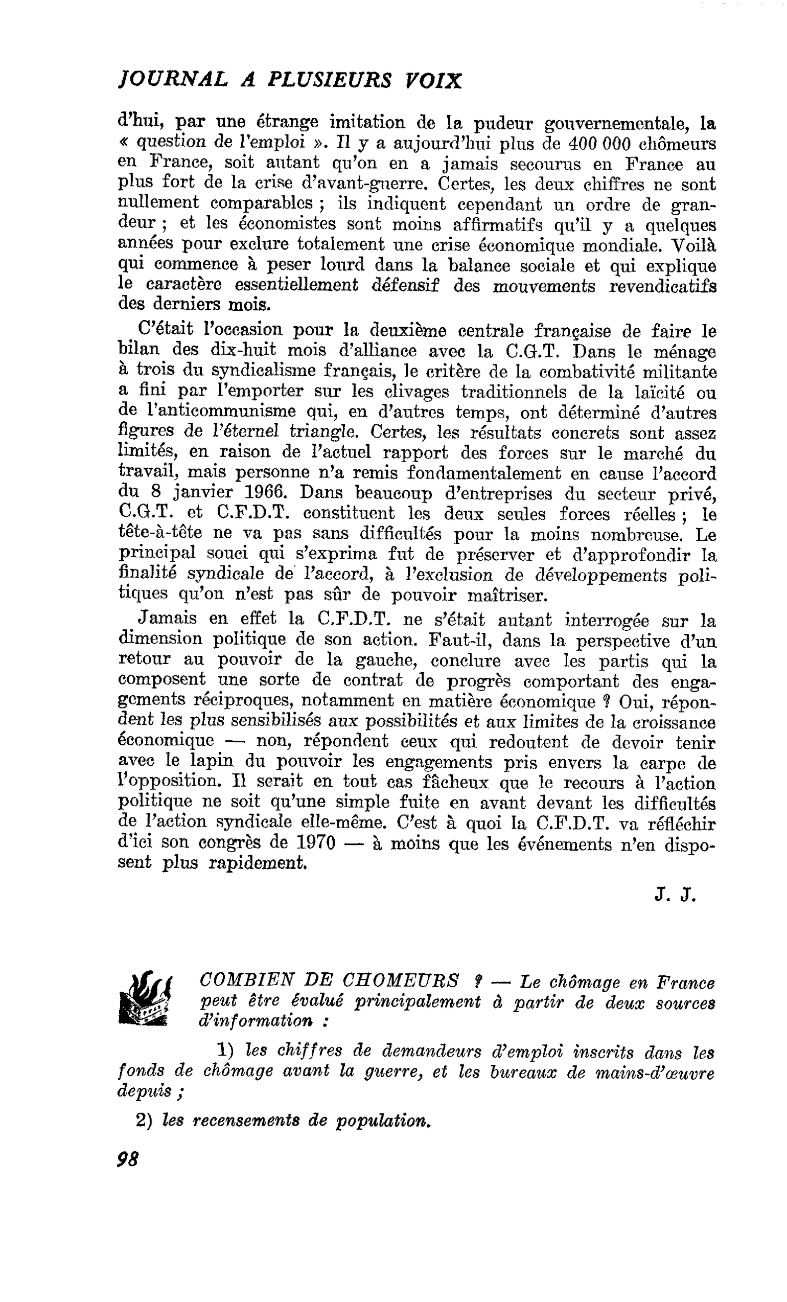 COMBIEN DE CHOMEURS ?
