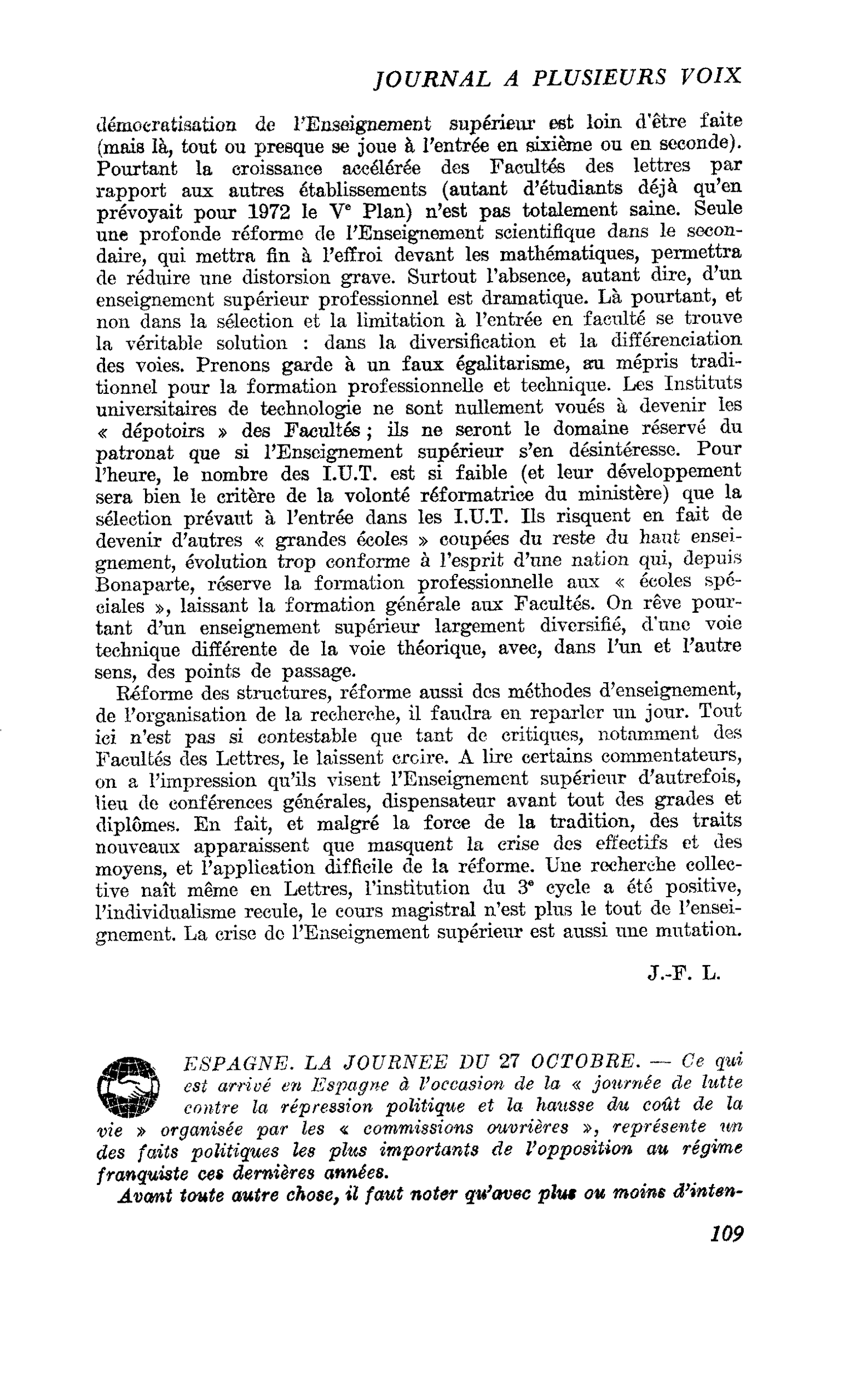 ESPAGNE. LA JOURNEE DU 27 OCTOBRE
