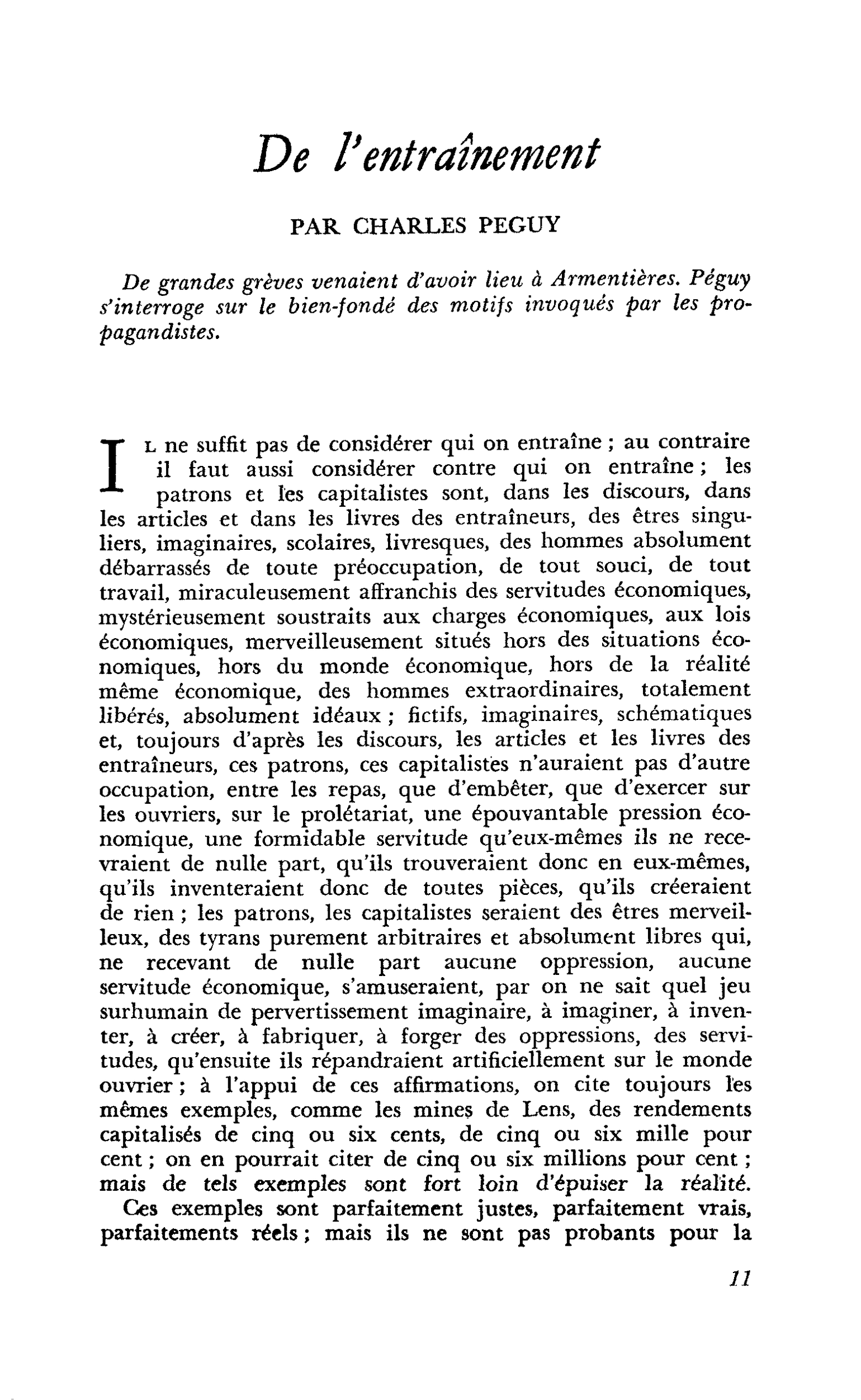 De l’entraînement