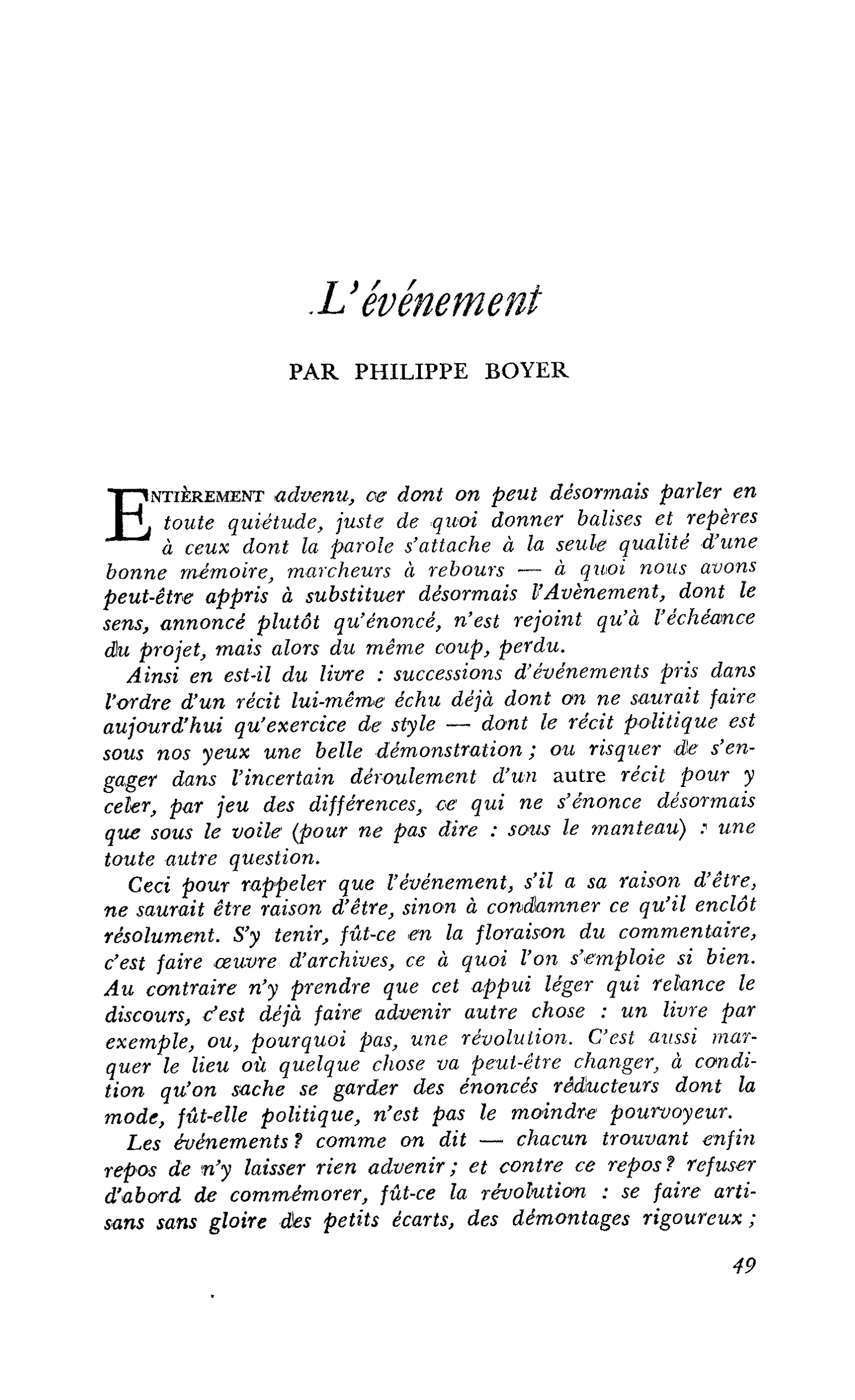 L’événement