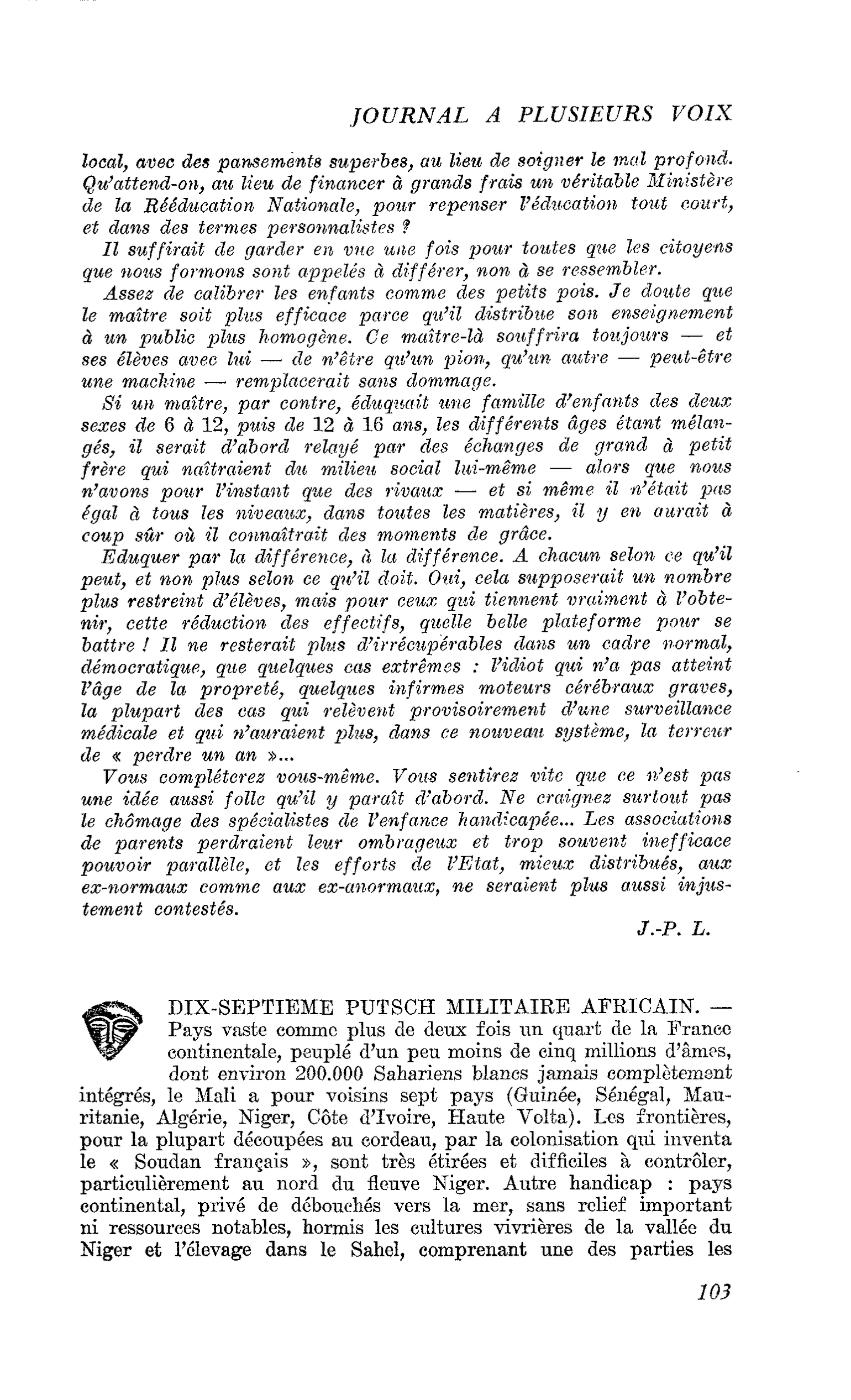 DIX-SEPTIEME PUTSCH MILITAIRE AFRICAIN