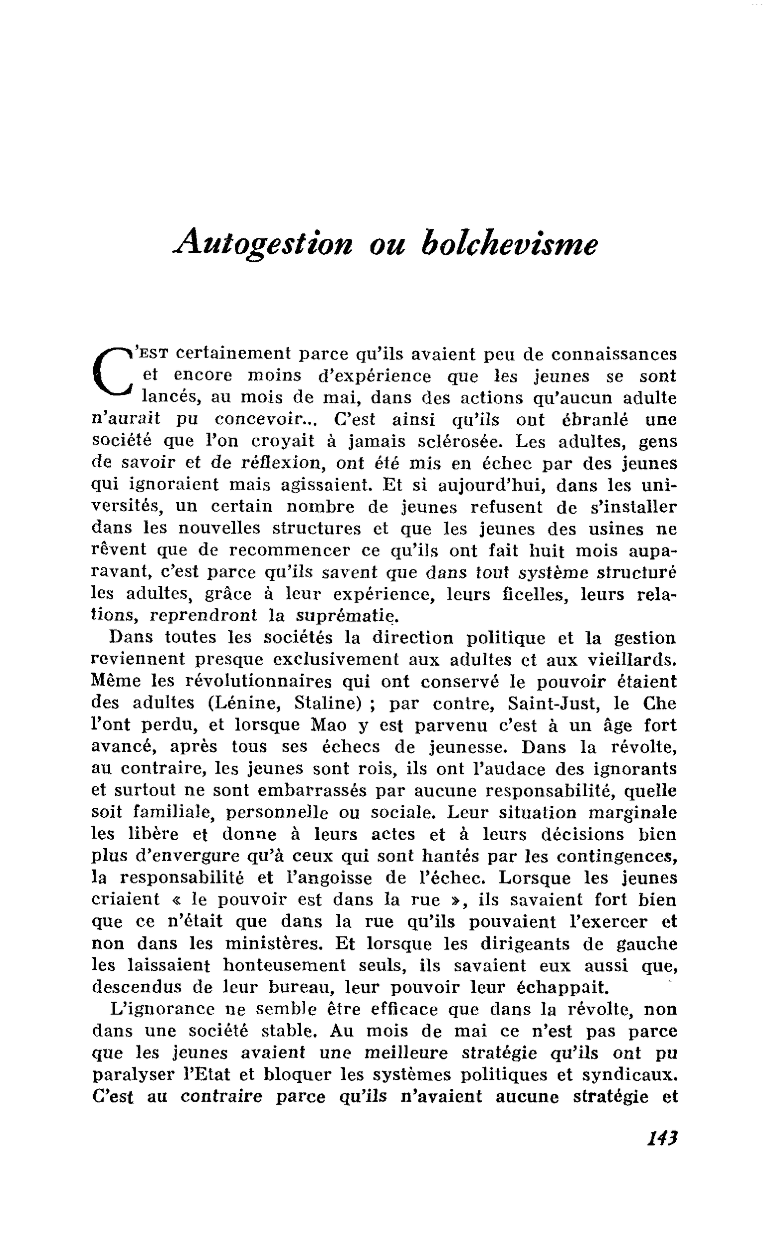 Autogestion ou bolchevisme