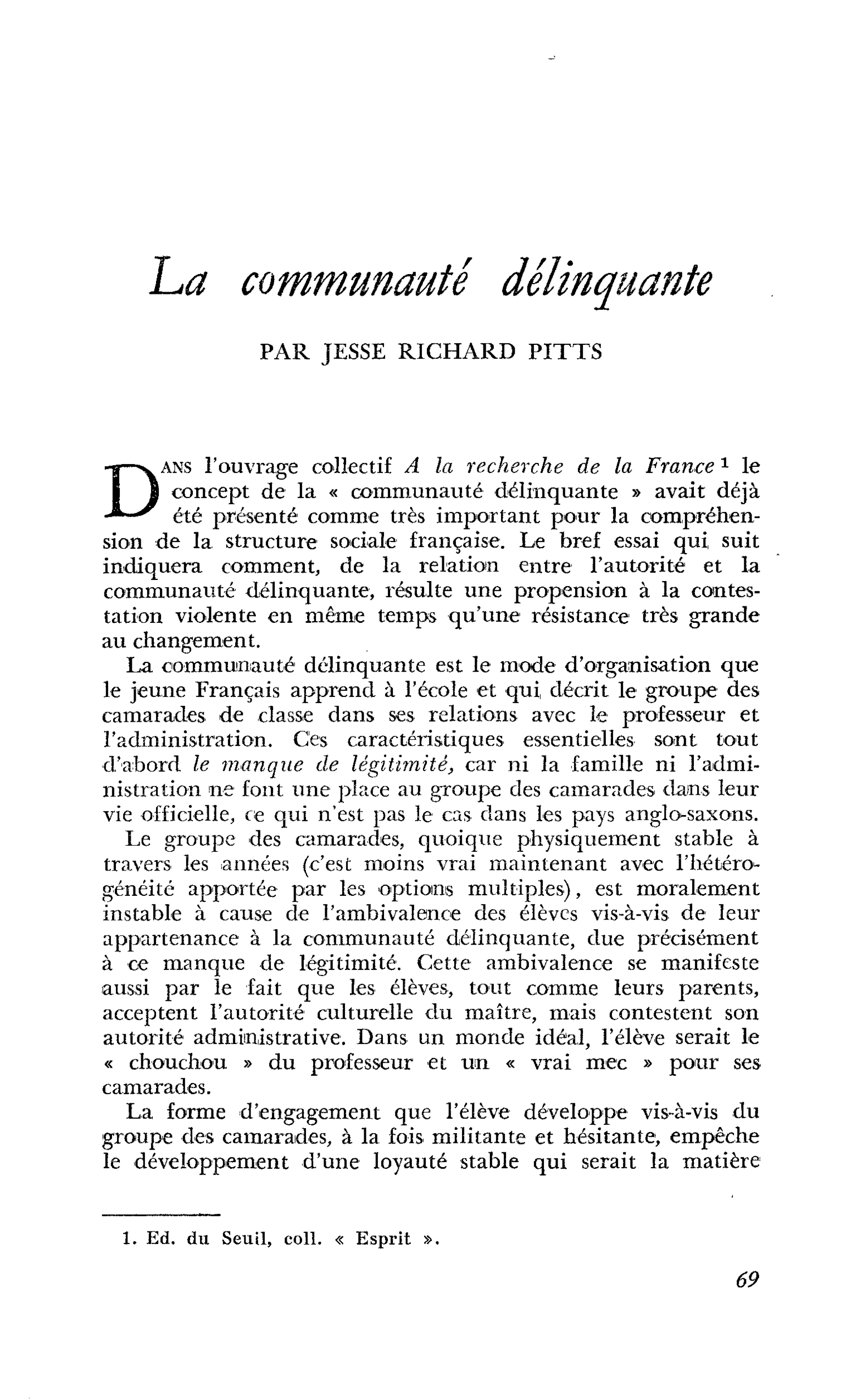 La communauté délinquante