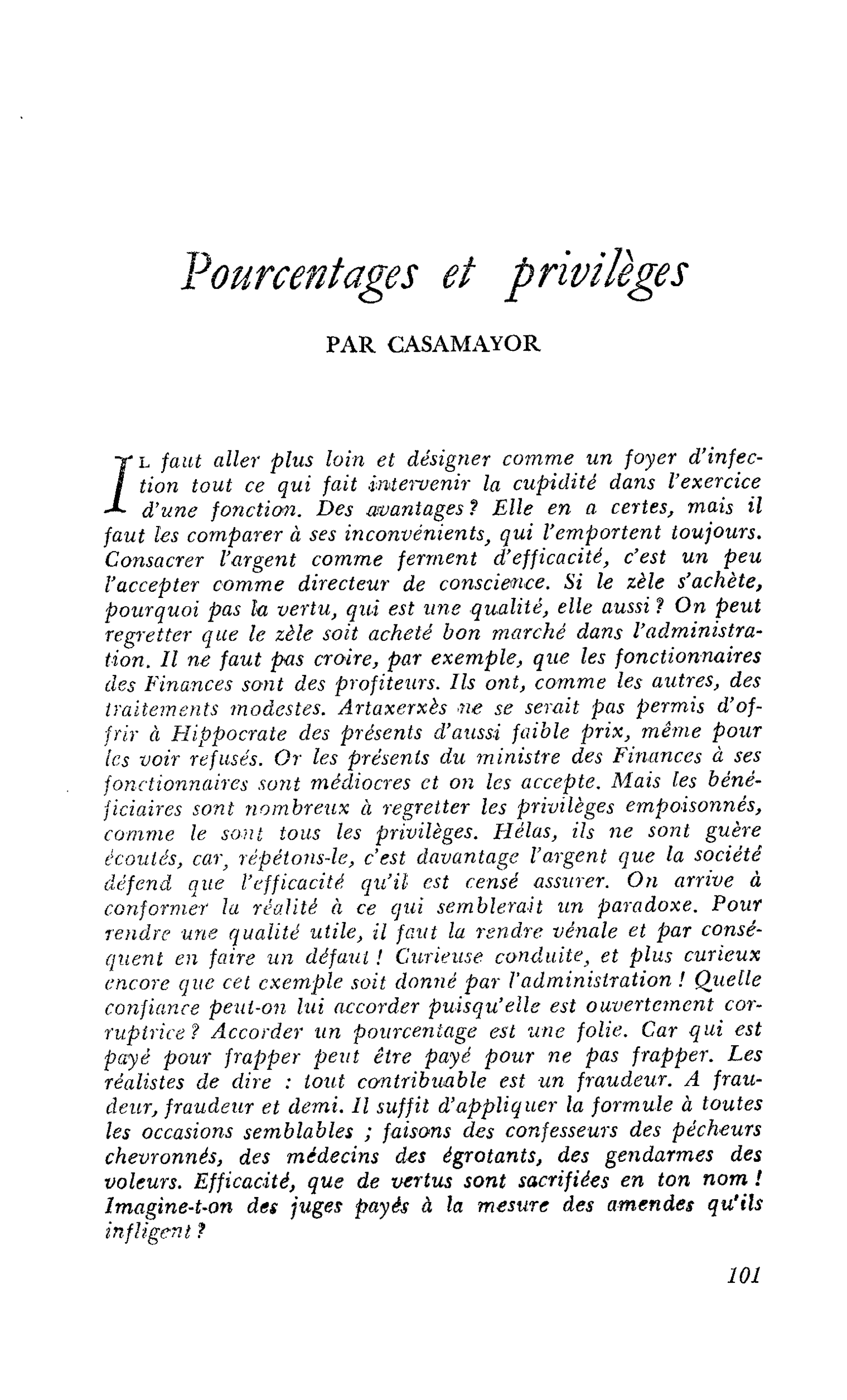 Pourcentages et privilèges