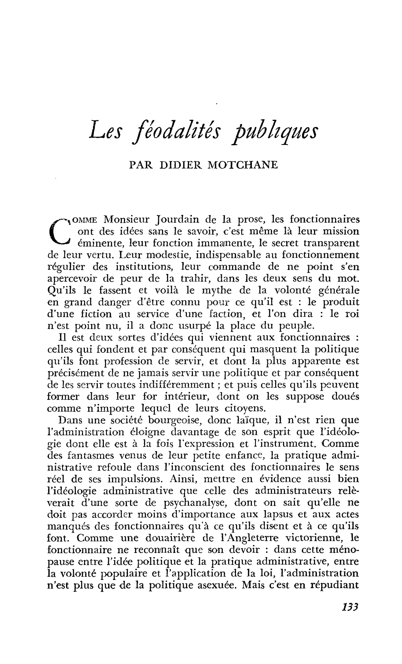 Les féodalités publiques