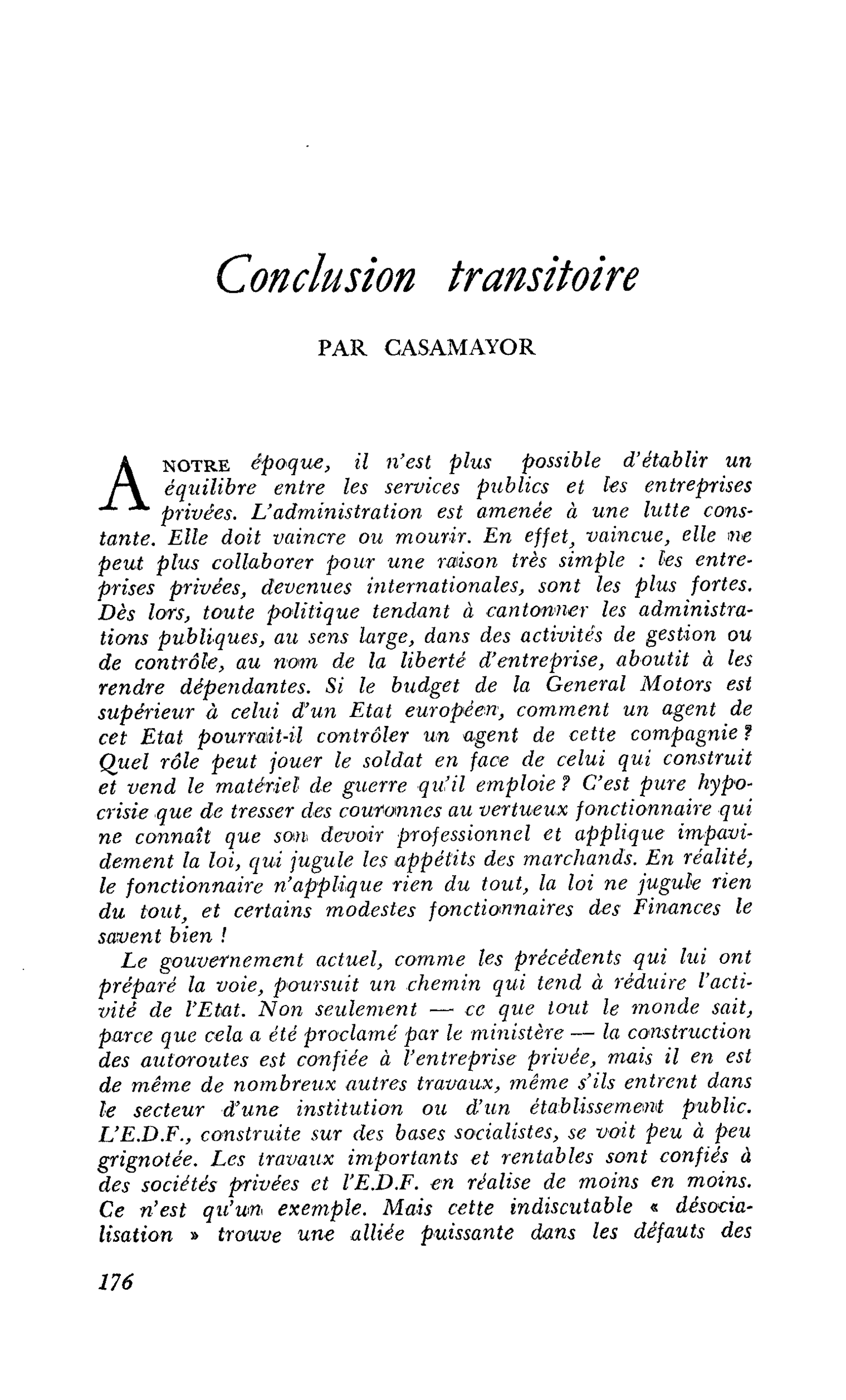 Conclusion transitoire