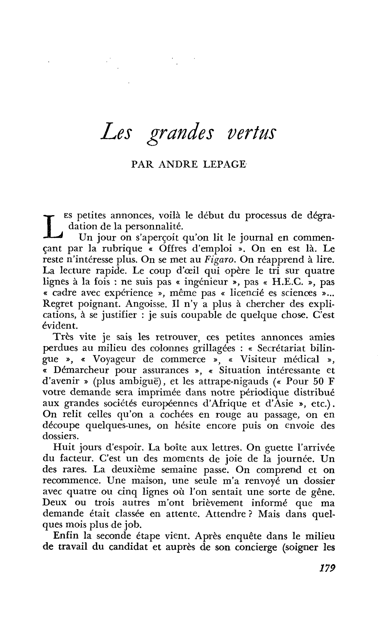 Les grandes vertus