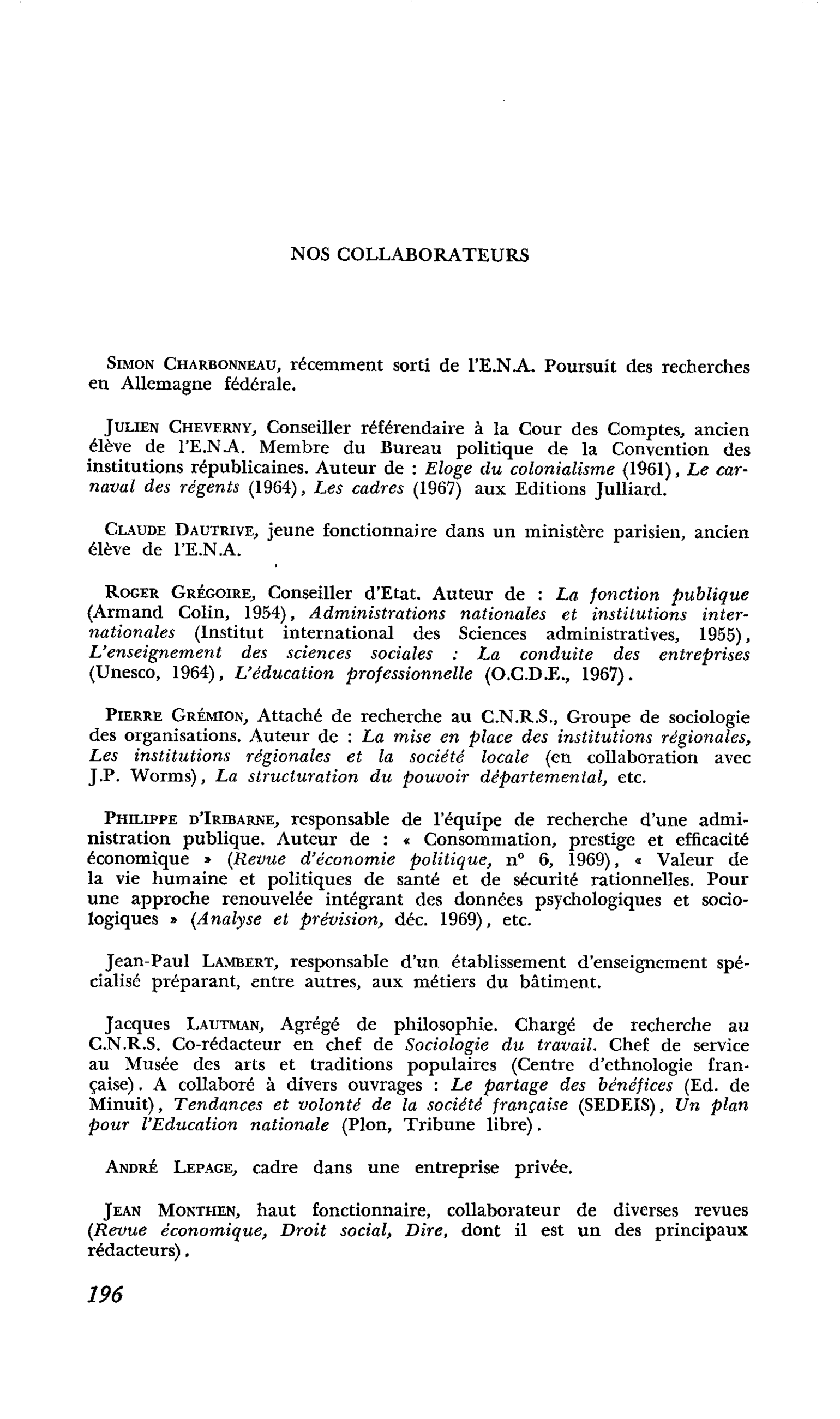 NOS COLLABORATEURS