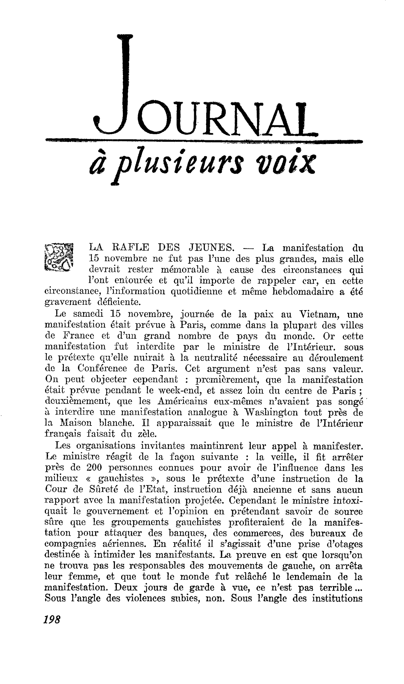 LA RAFLE DES JEUNES
