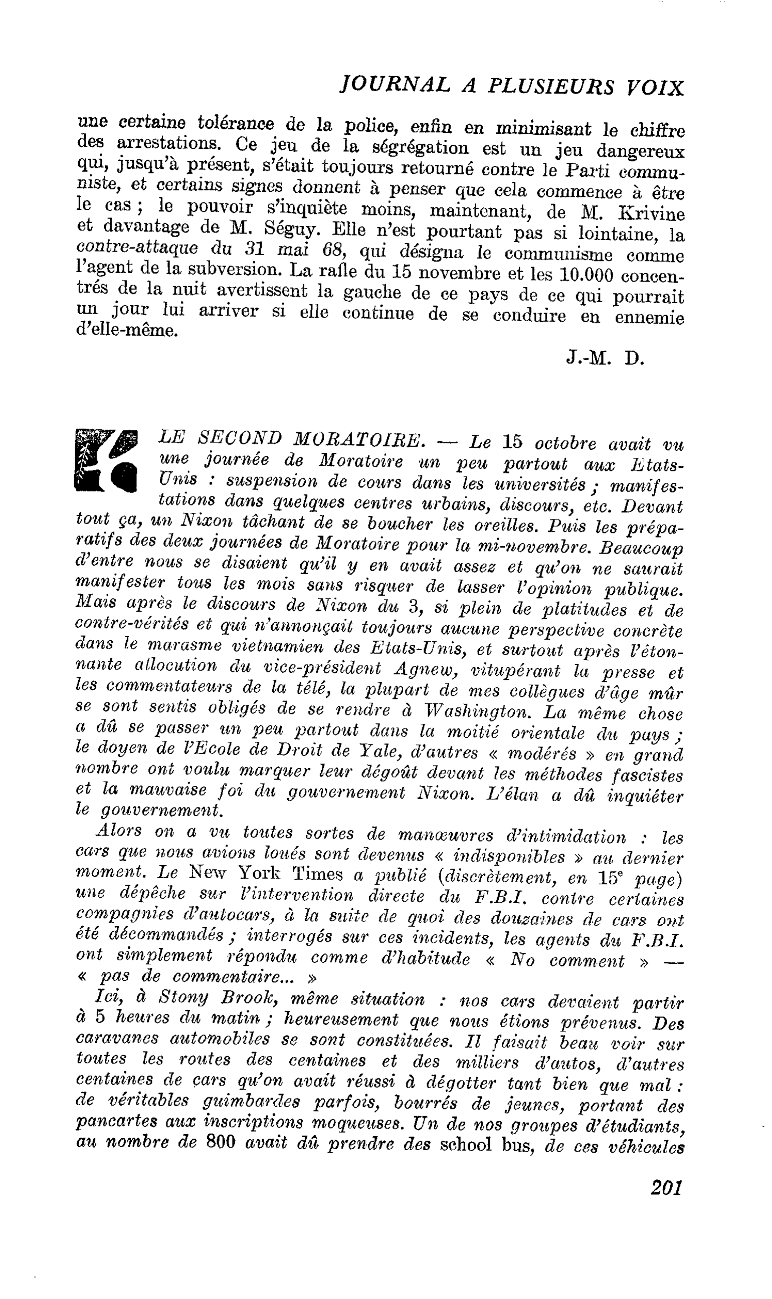 LE SECOND MORATOIRE