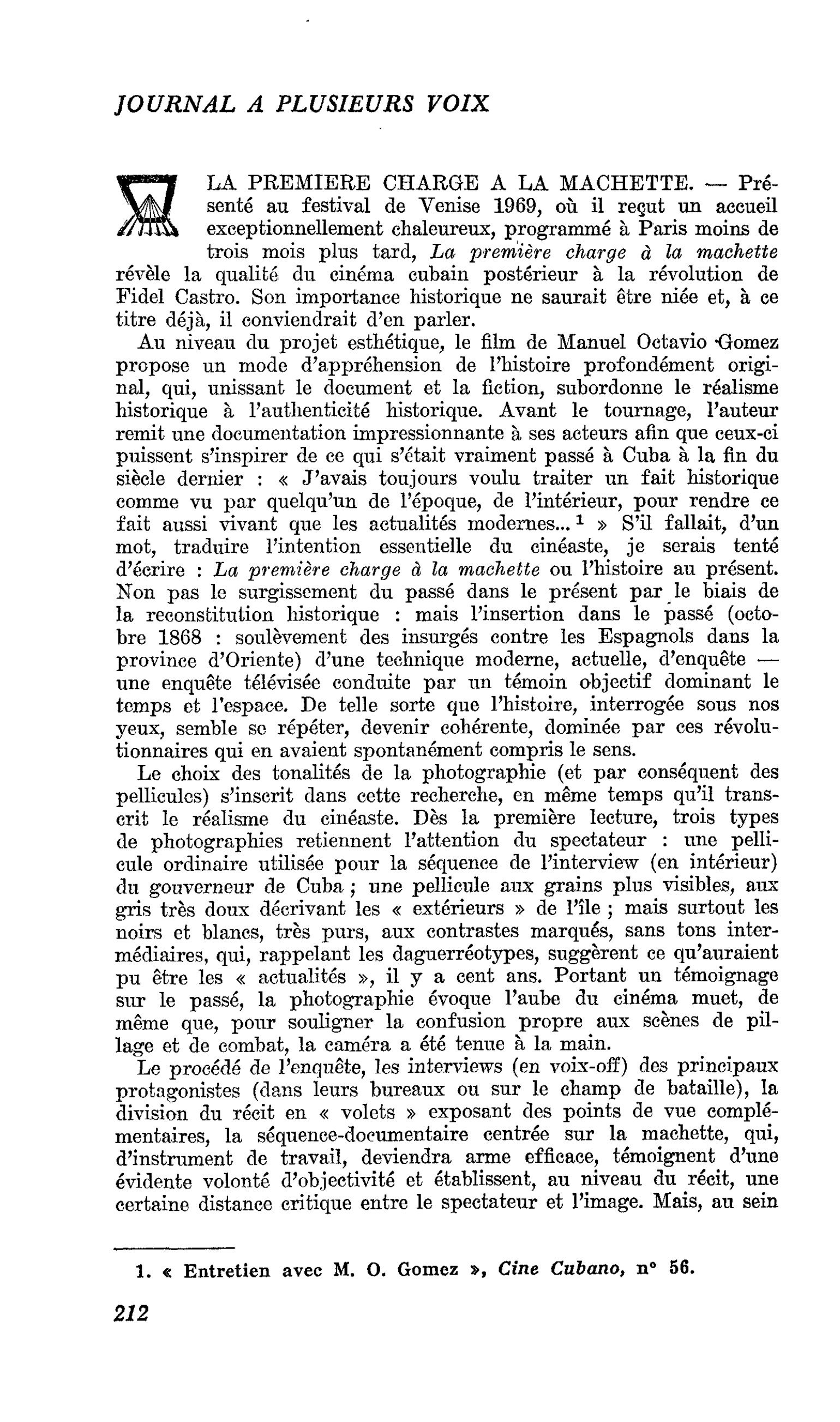 LA PREMIERE CHARGE A LA MACHETTE