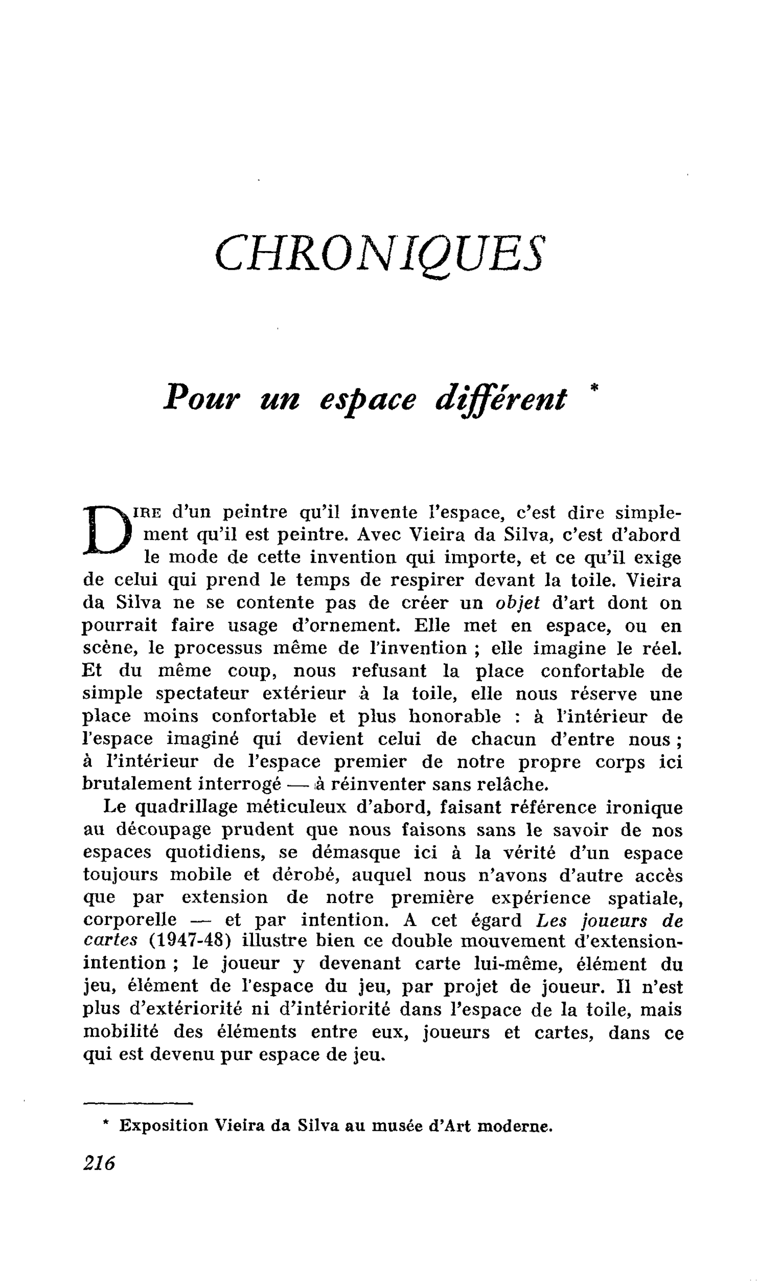 Pour un espace différent