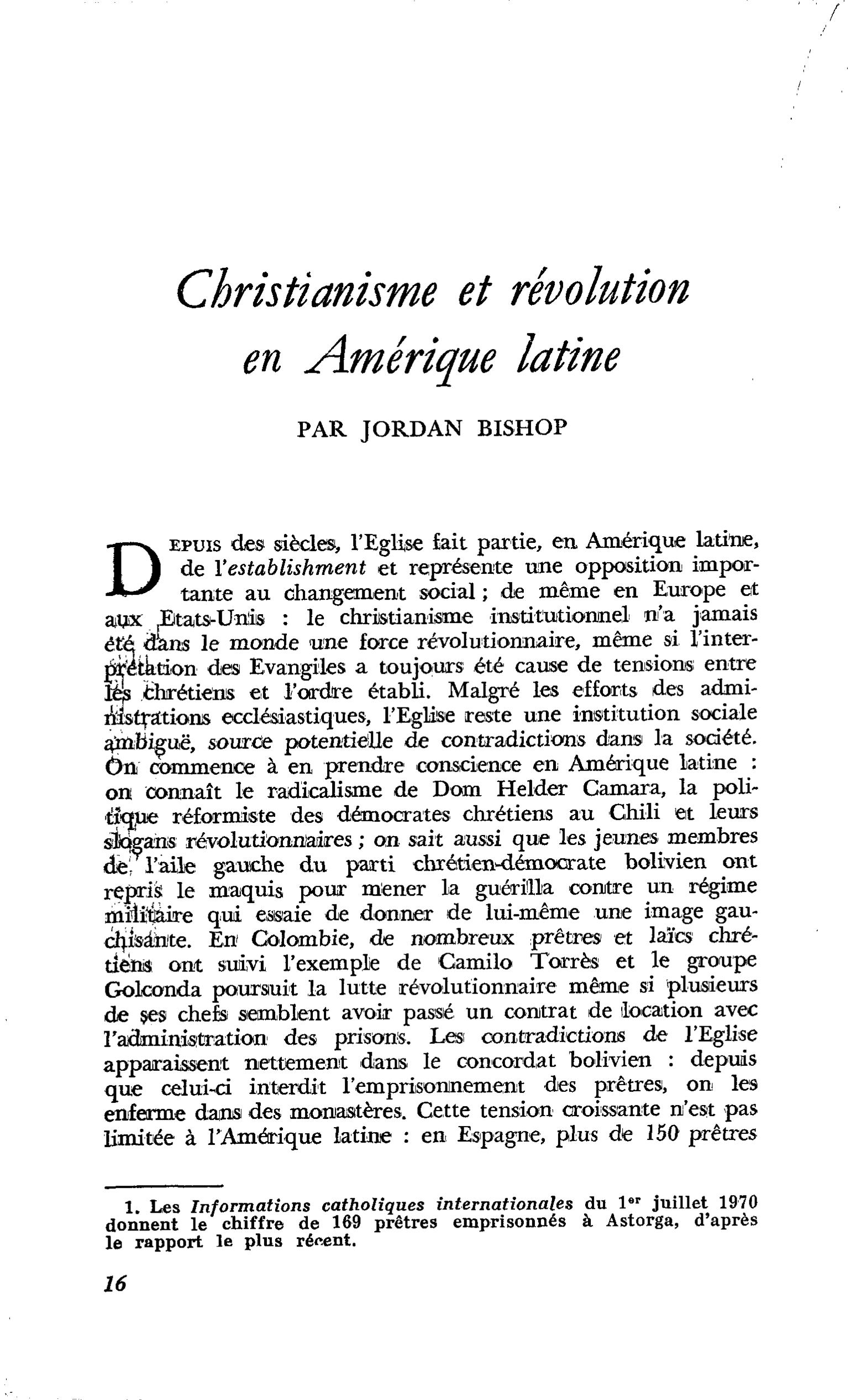 Christianisme et révolution en Amérique latine