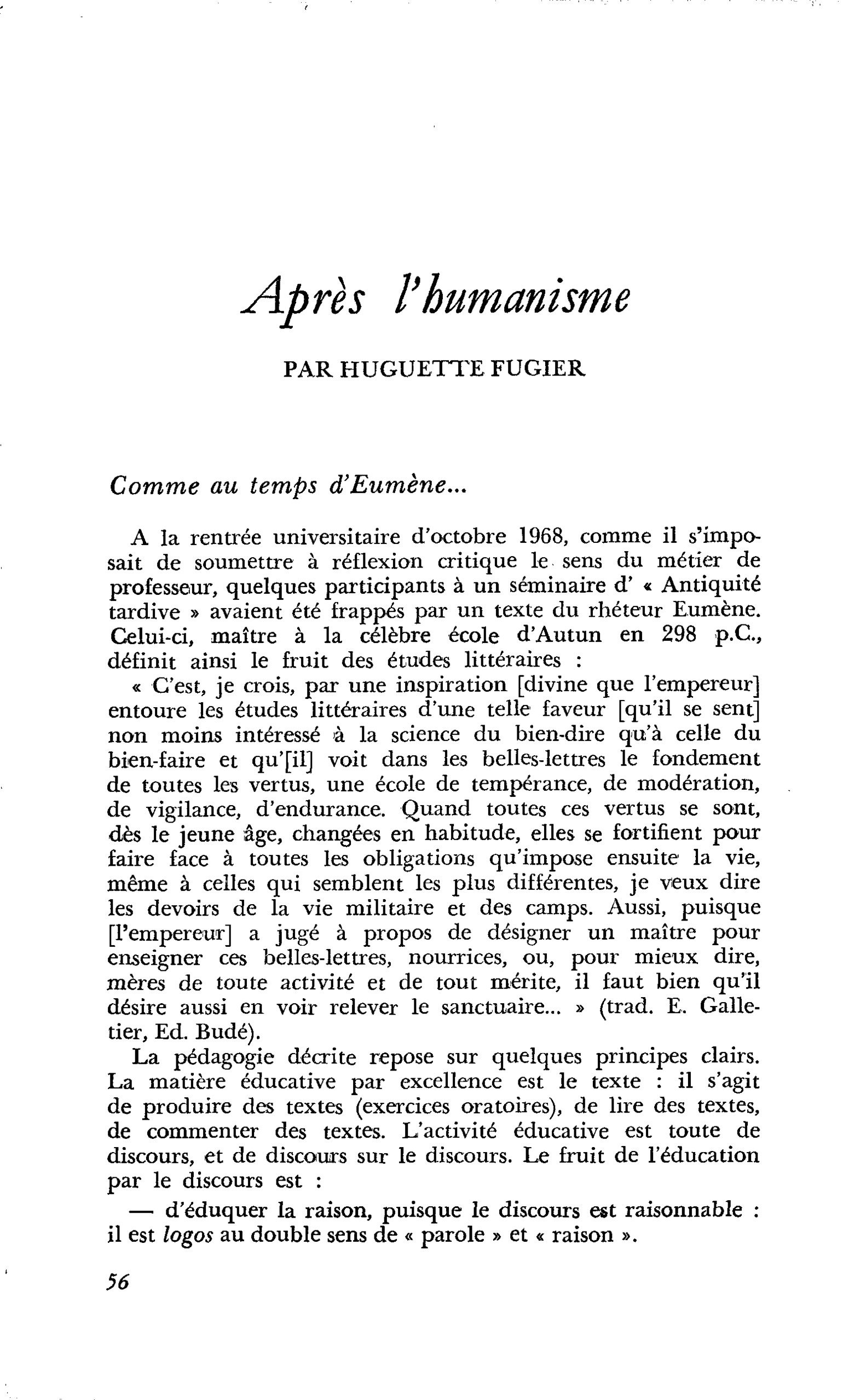 Après l’humanisme