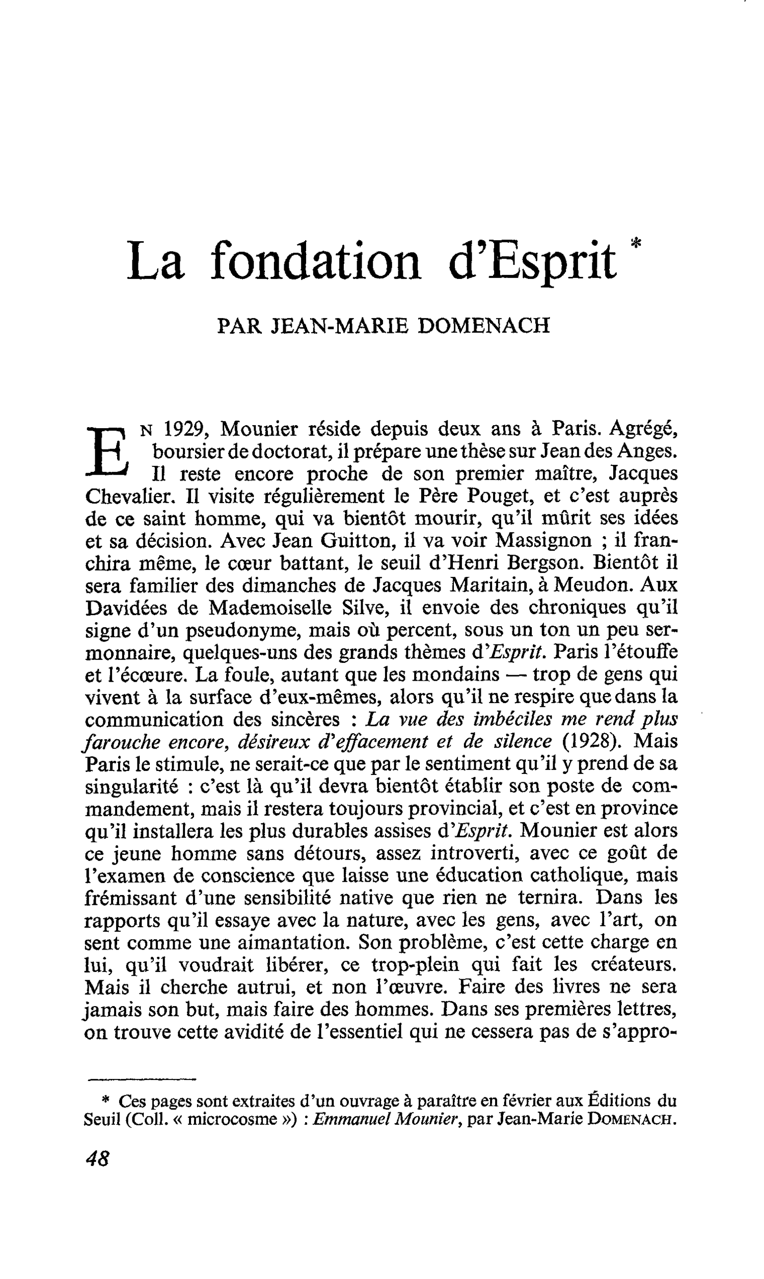 La fondation d’Esprit