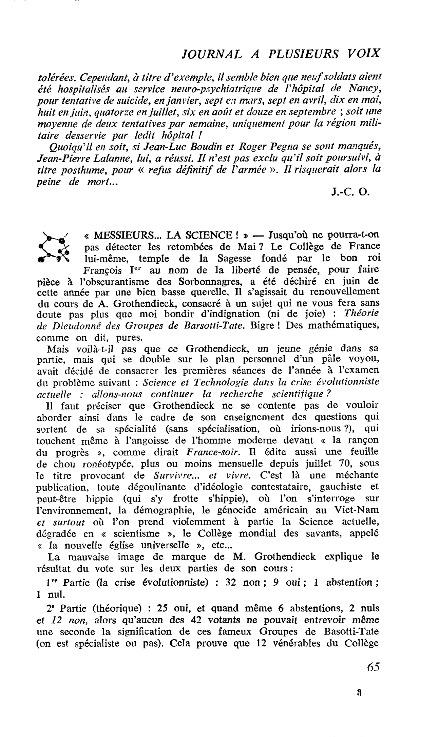 « MESSIEURS… LA SCIENCE ! »