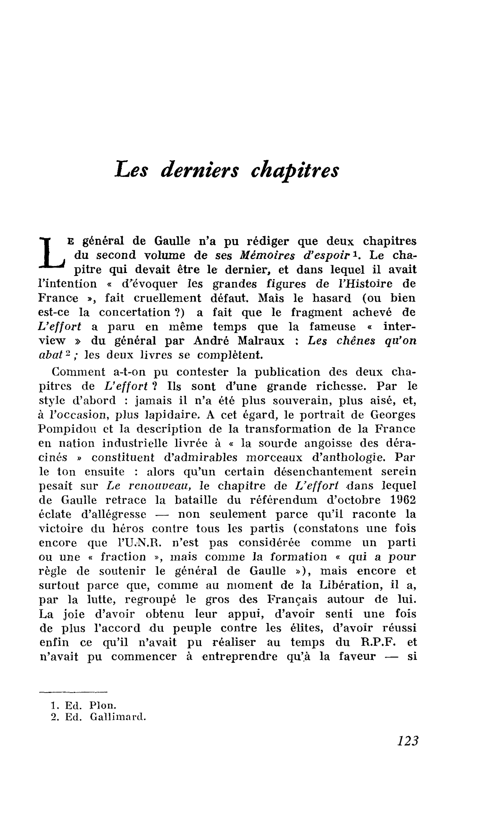 Les derniers chapitres