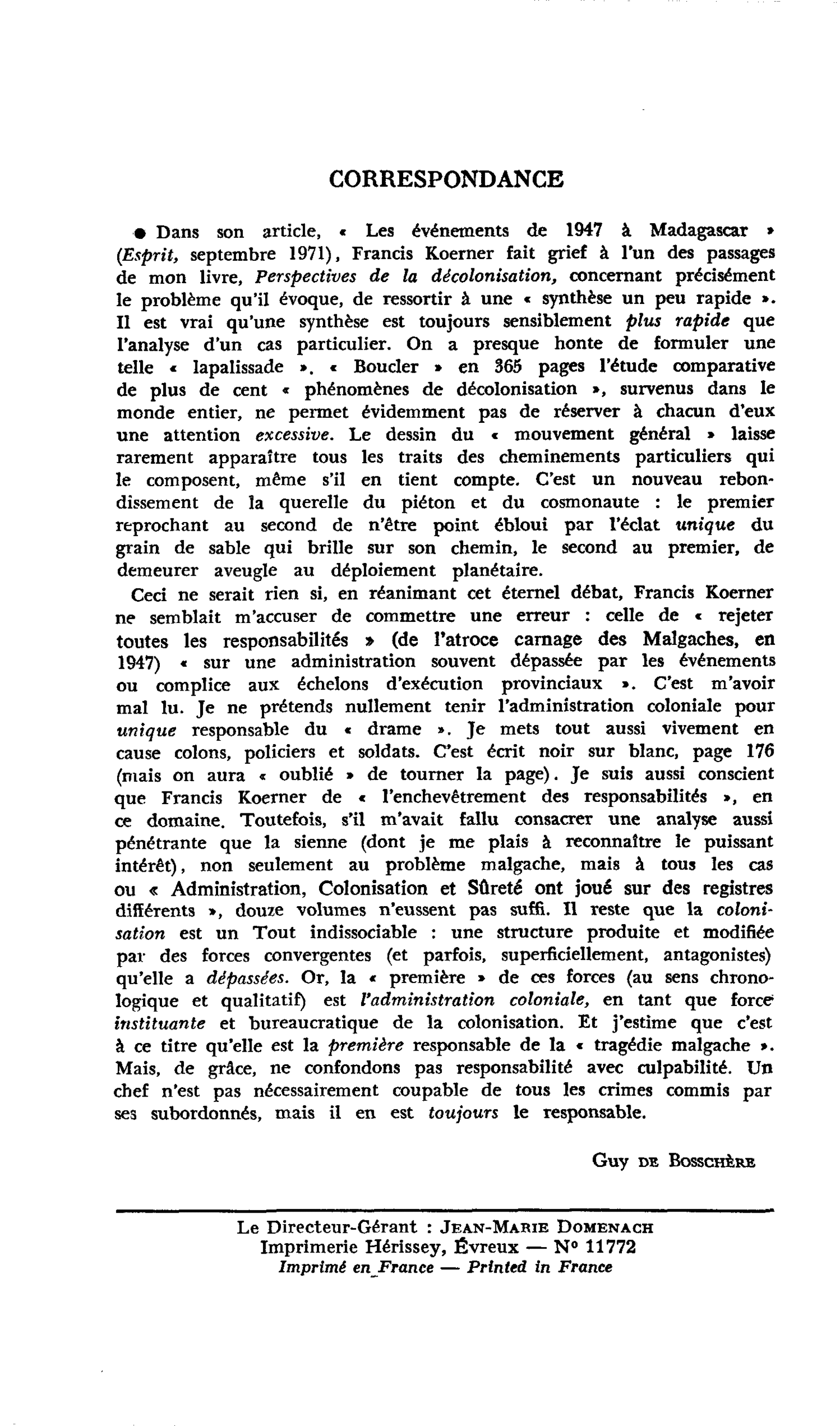 Correspondance