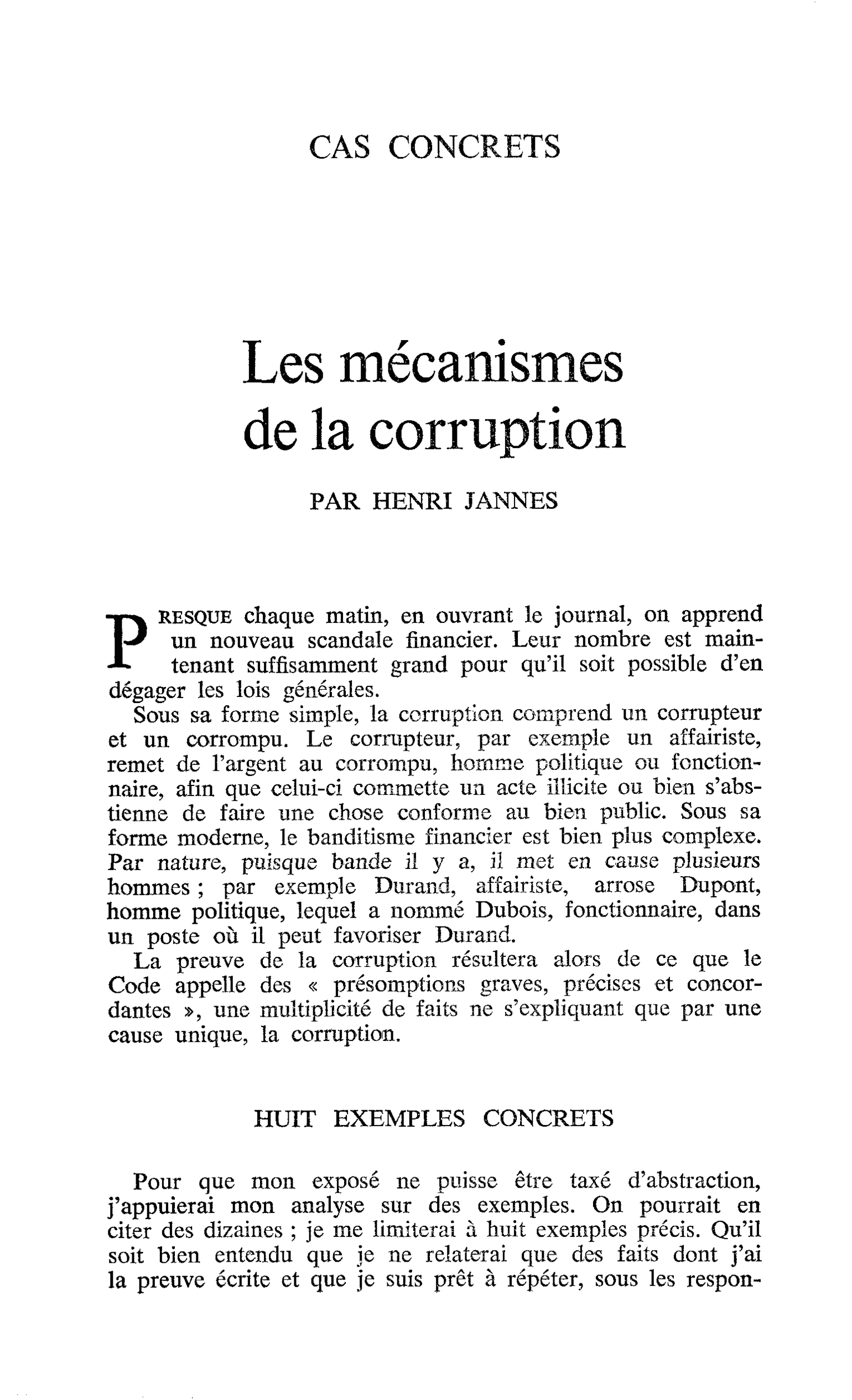 Les mécanismes de la corruption