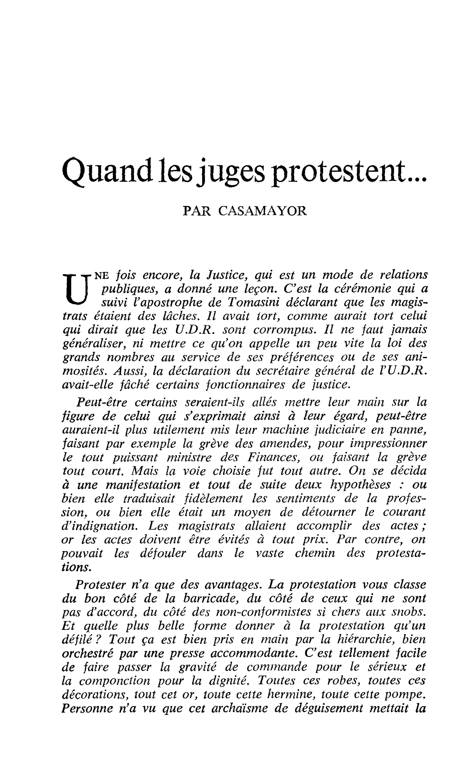 Quand les juges protestent…