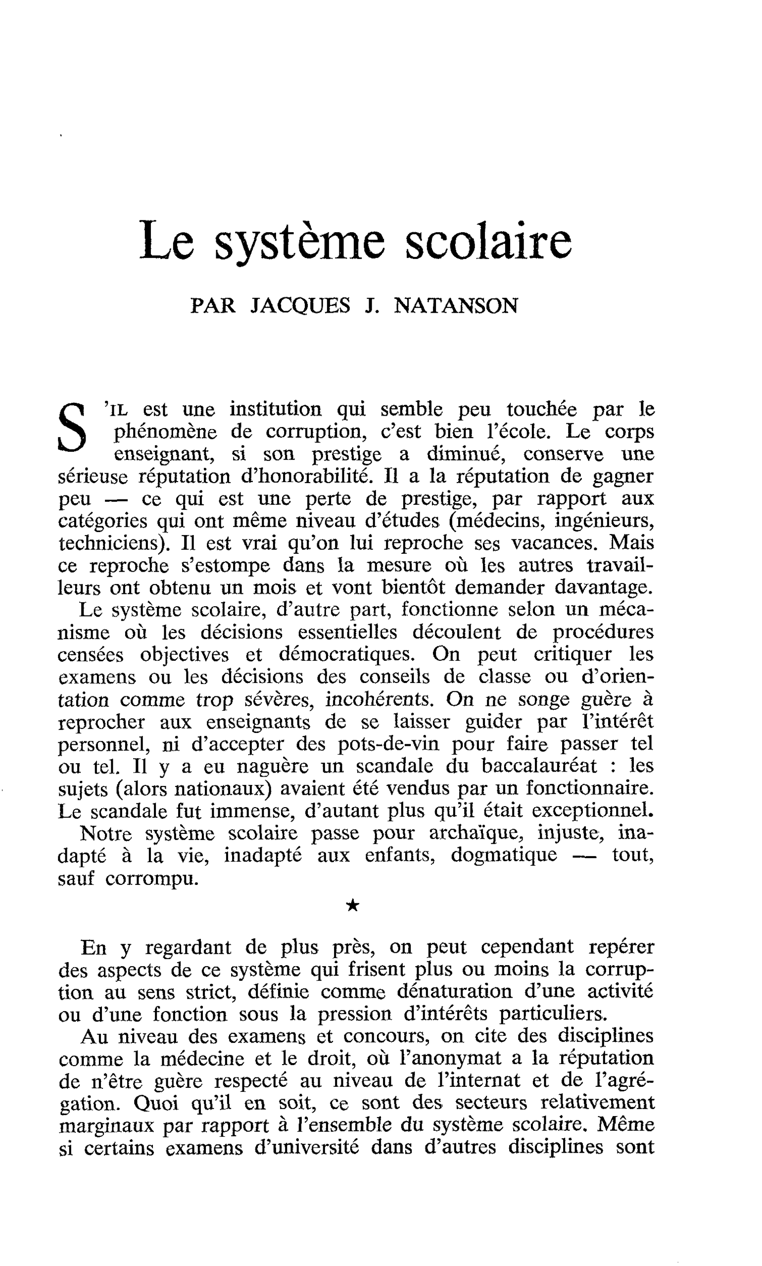 Le système scolaire