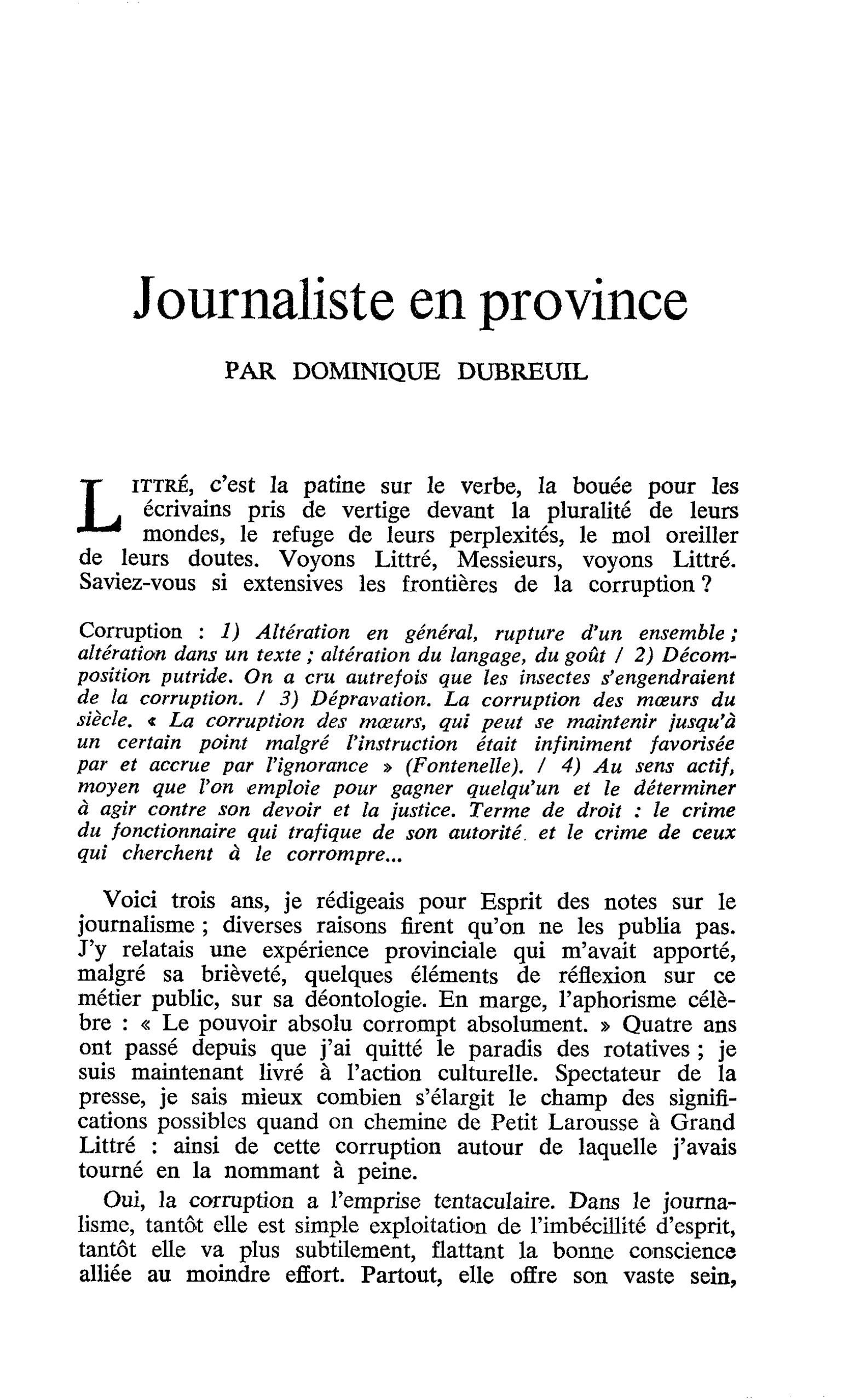 Journaliste en province