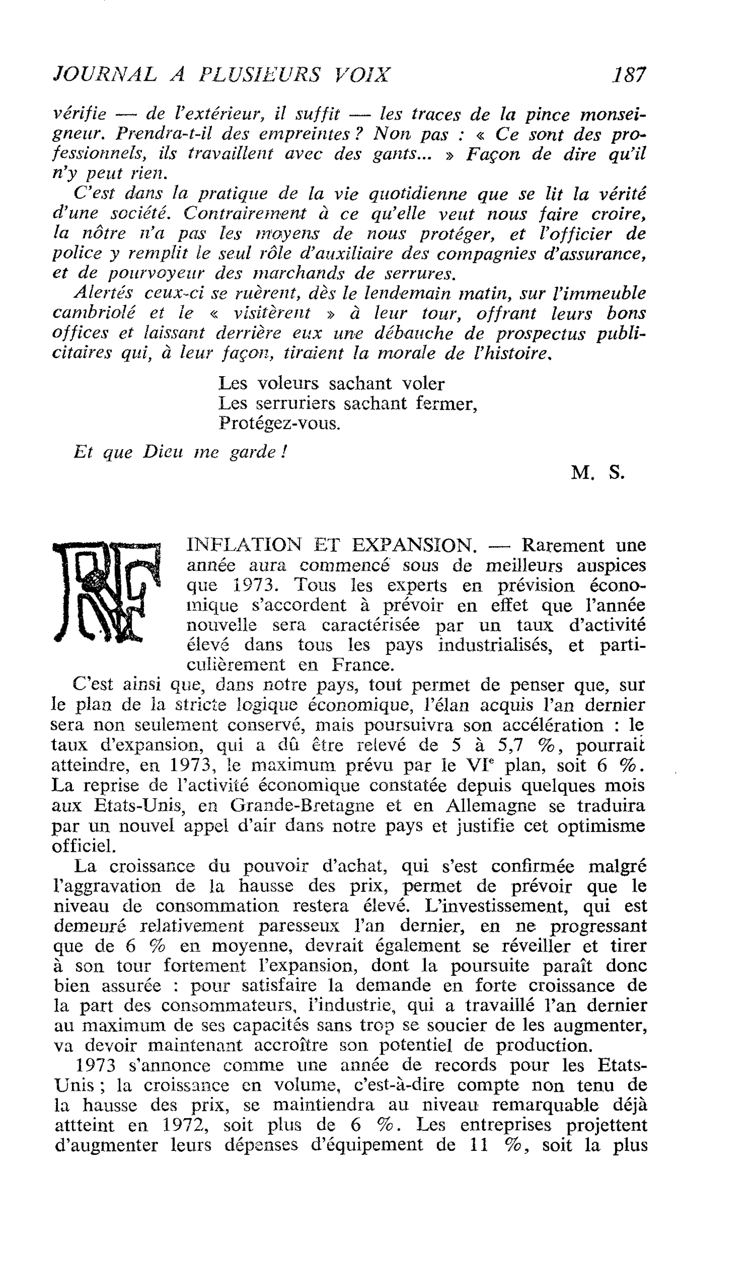 INFLATION ET EXPANSION