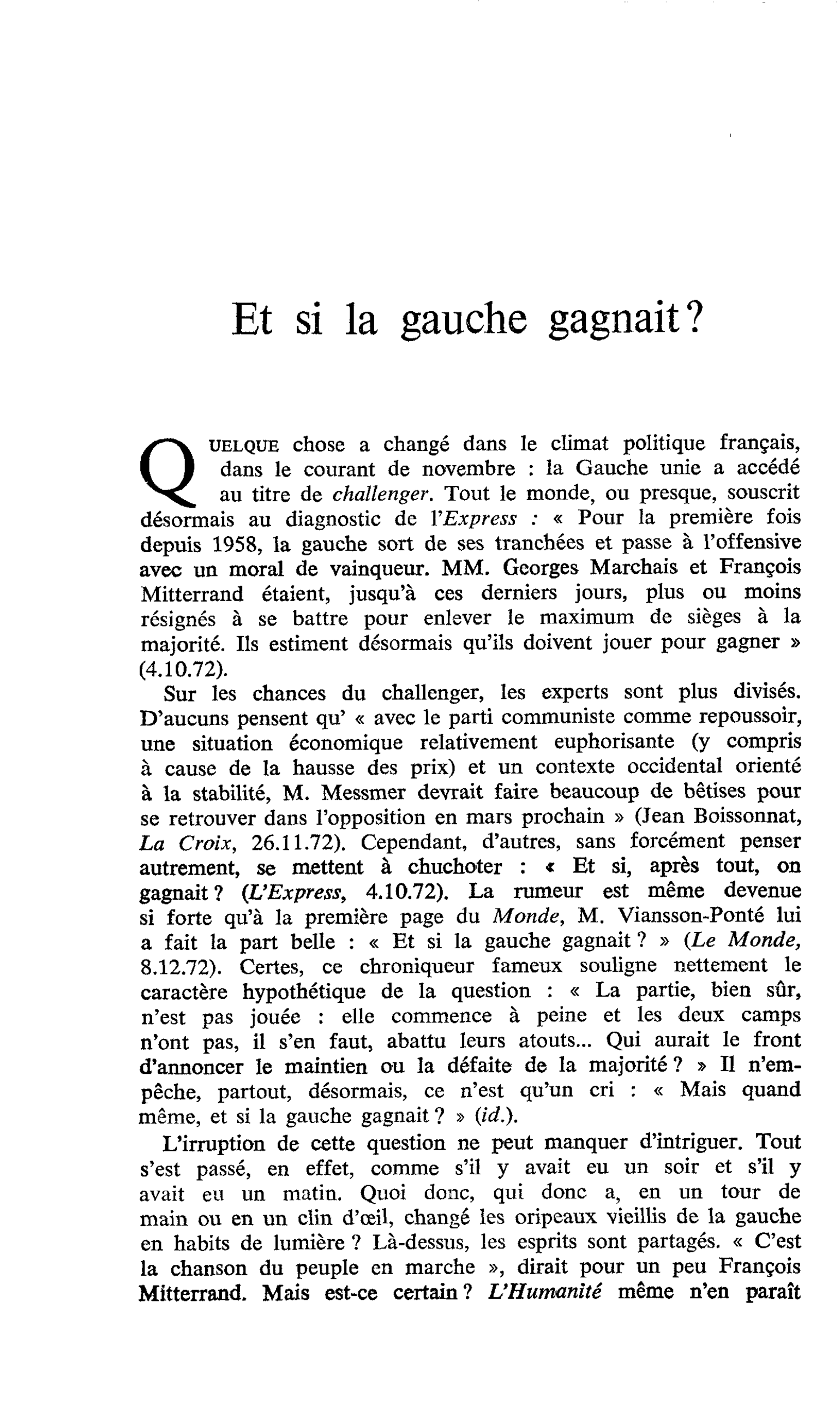 Et si la gauche gagnait ?