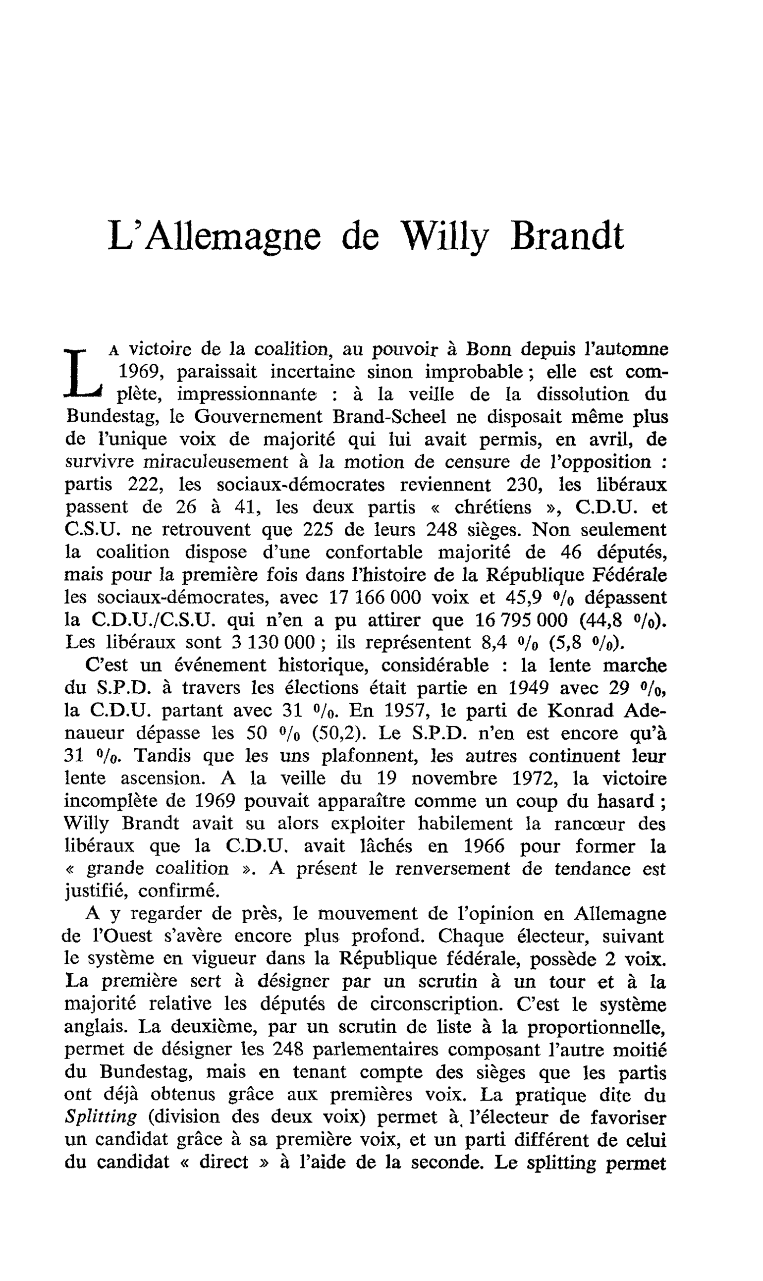 L’Allemagne de Willy Brandt