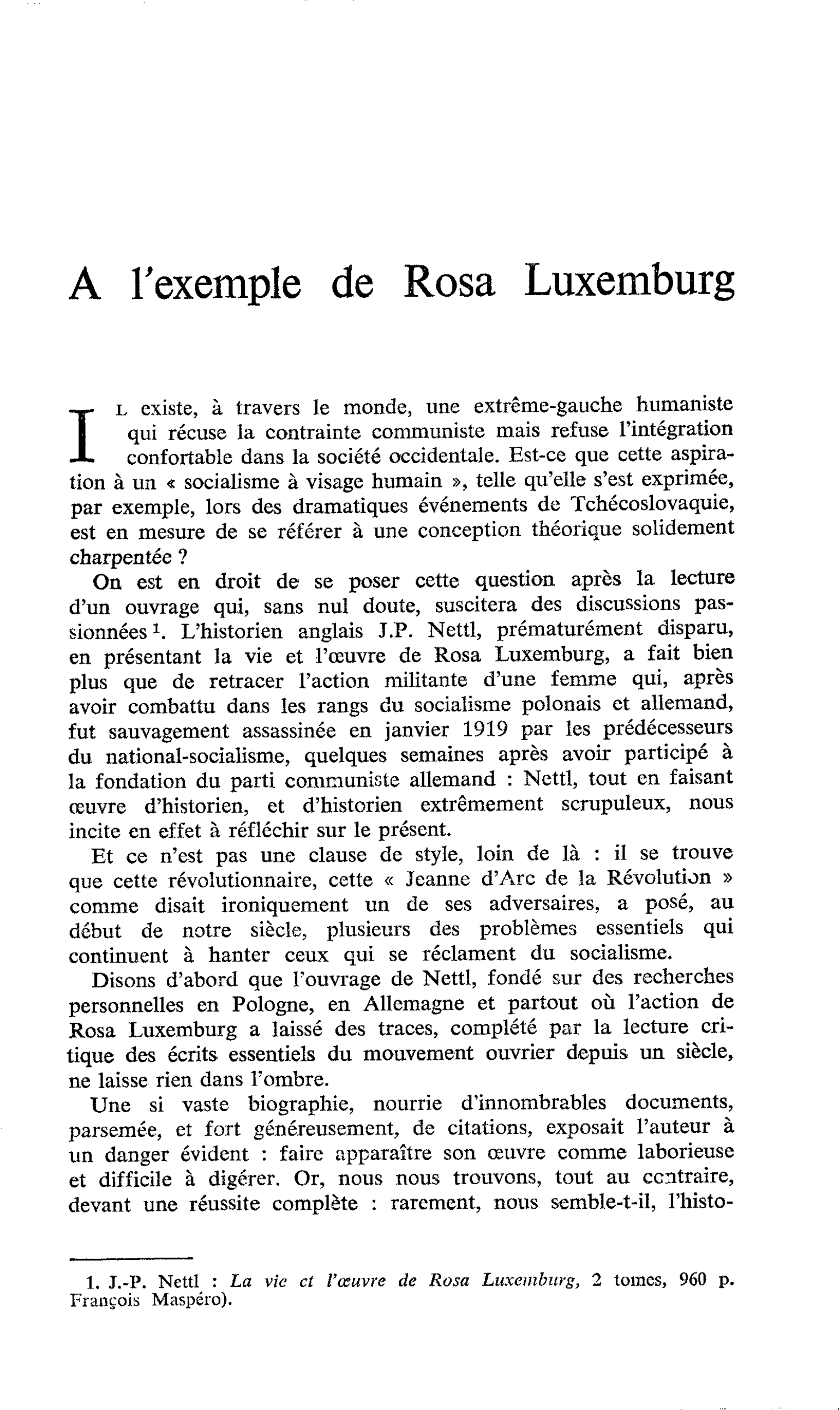 A l’exemple de Rosa Luxemburg