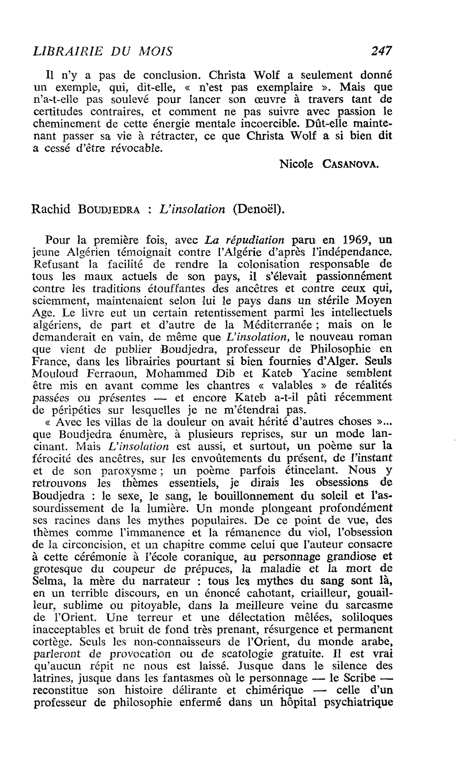 Rachid Boudjedra : L’insolation
