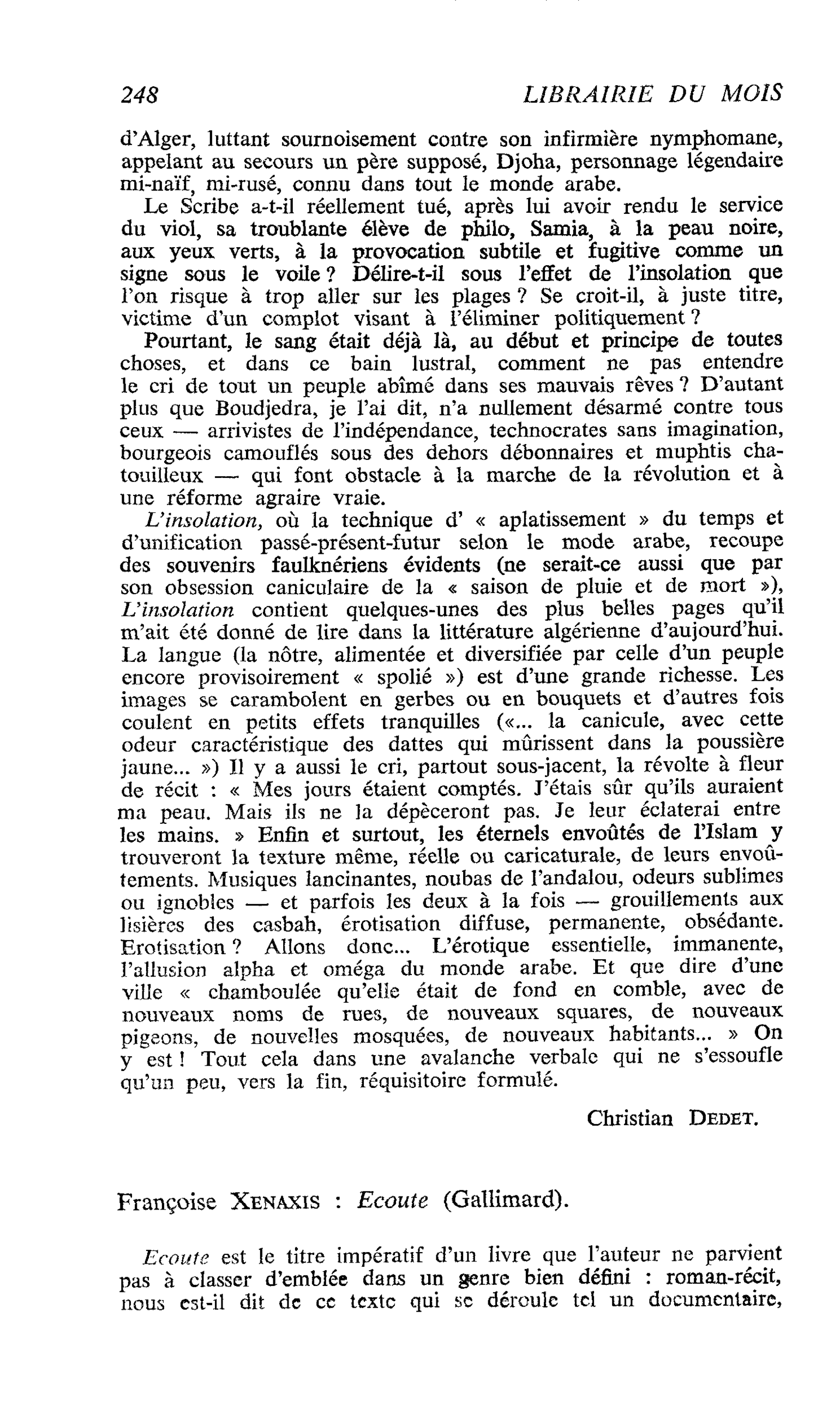 Françoise Xenaxis : Ecoute