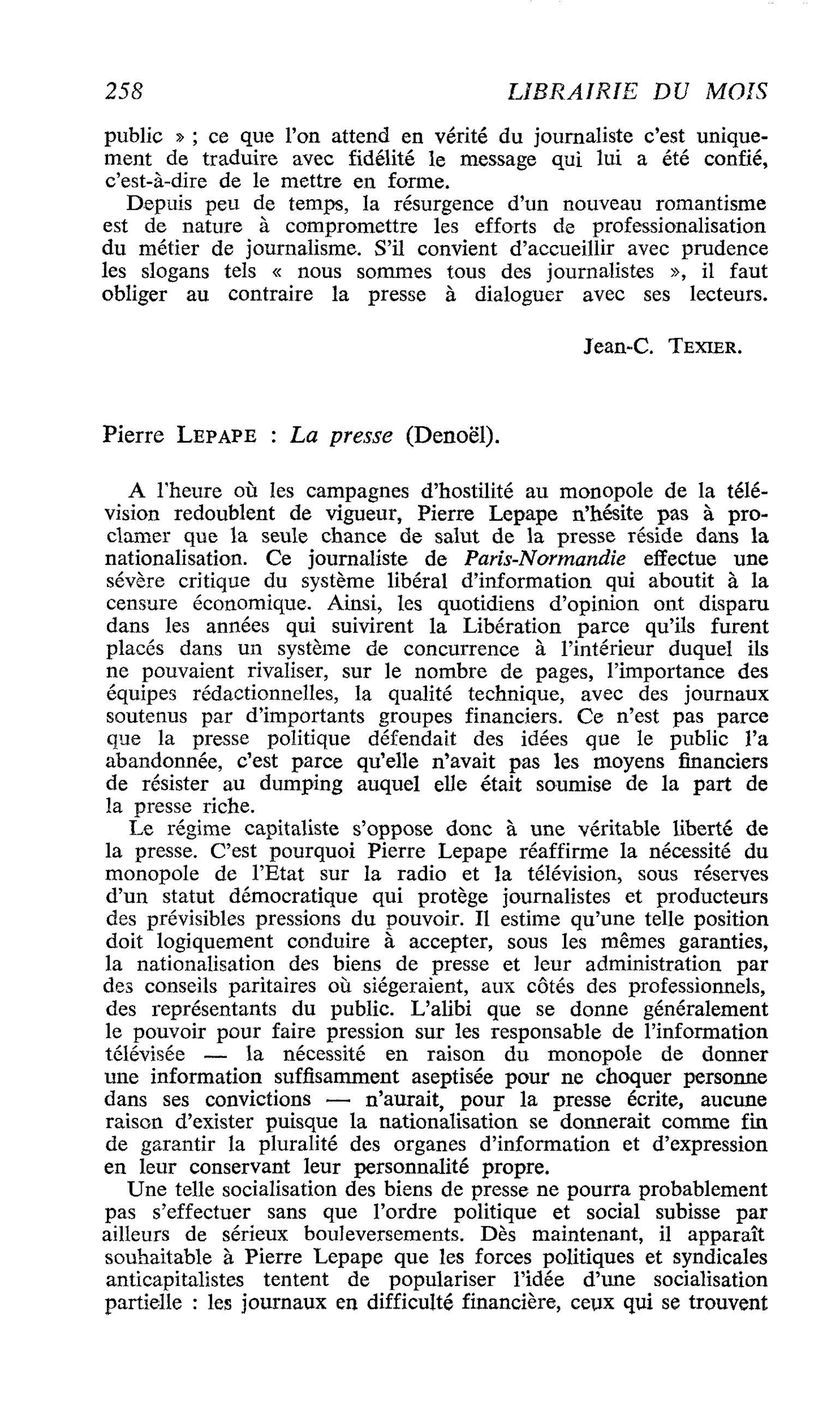 Pierre Lepape : La presse