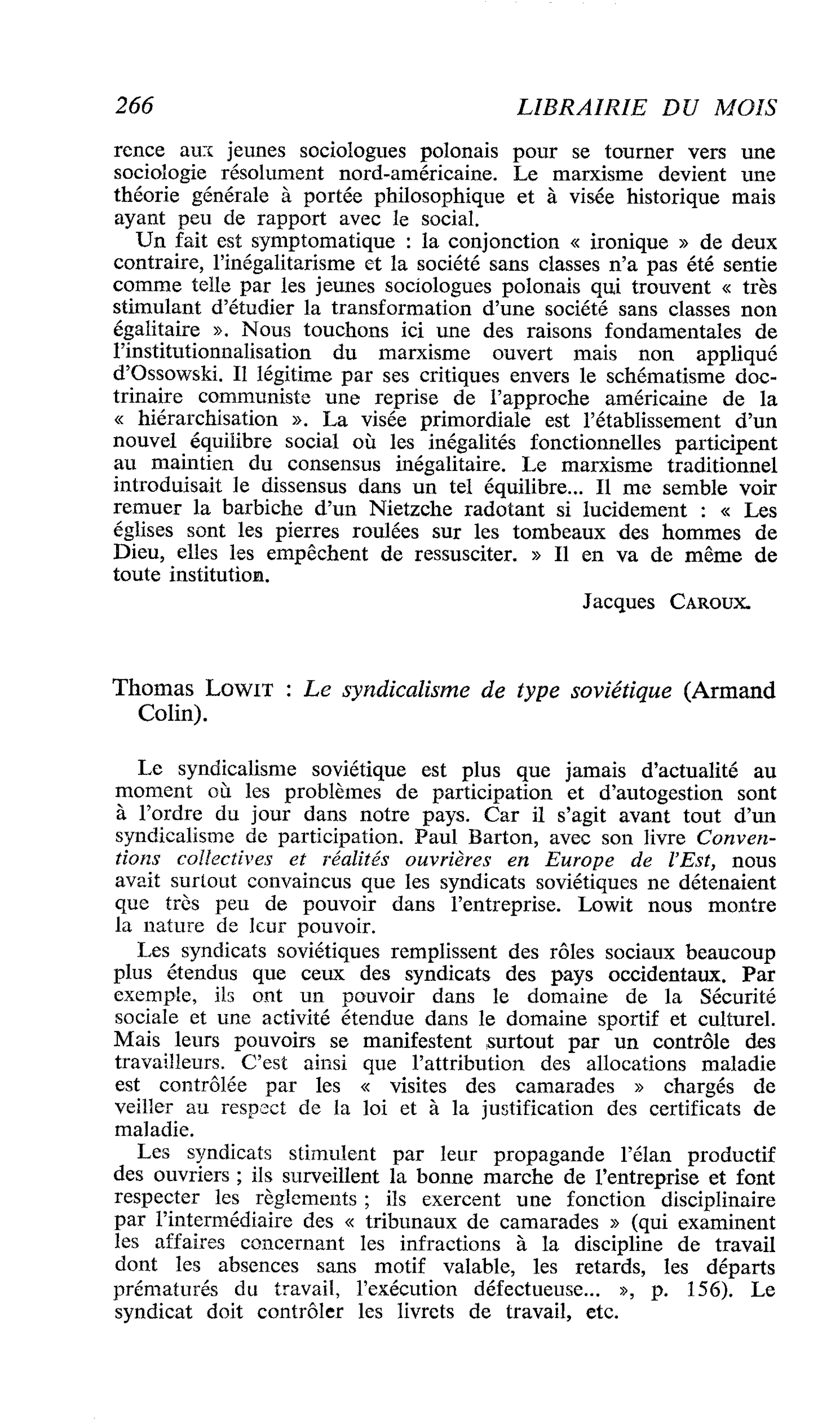 Thomas Lowit : Le syndicalisme de type soviétique