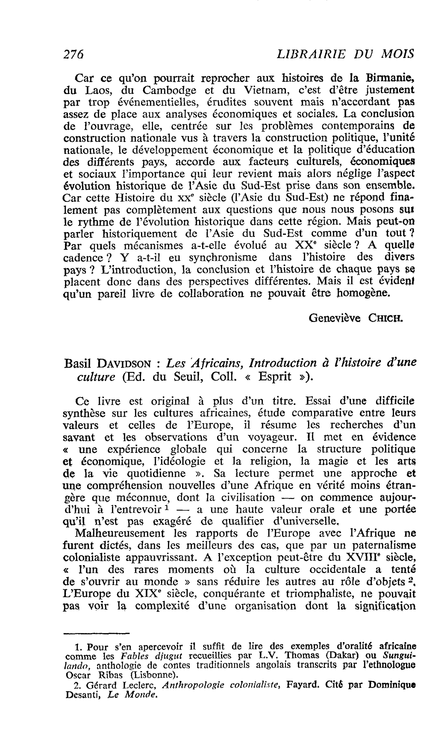 Basil Davidson : Les Africains, Introduction à l’histoire d’une culture