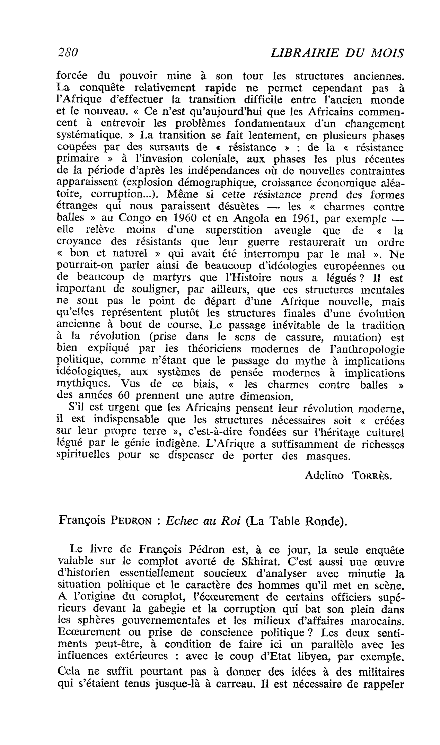 François Pedron : Echec au Roi