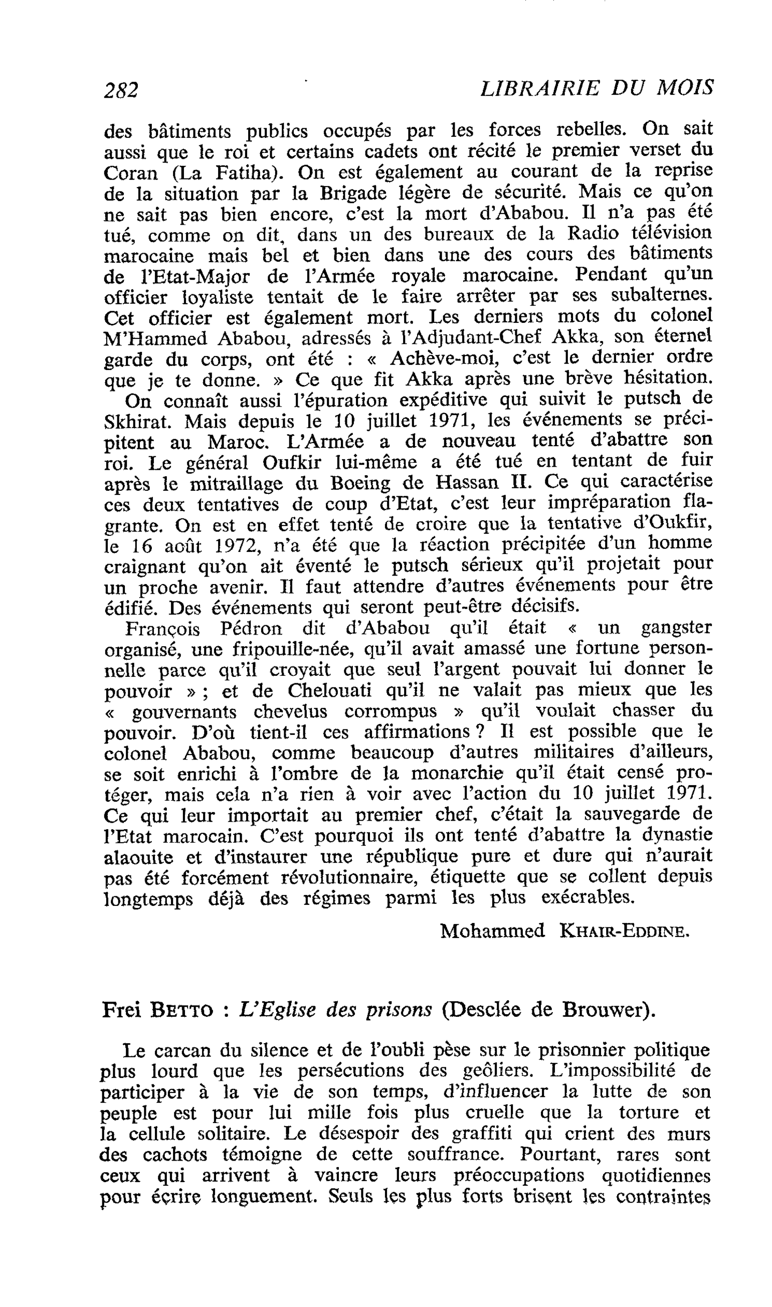 Frei Betto : L’Eglise des prisons