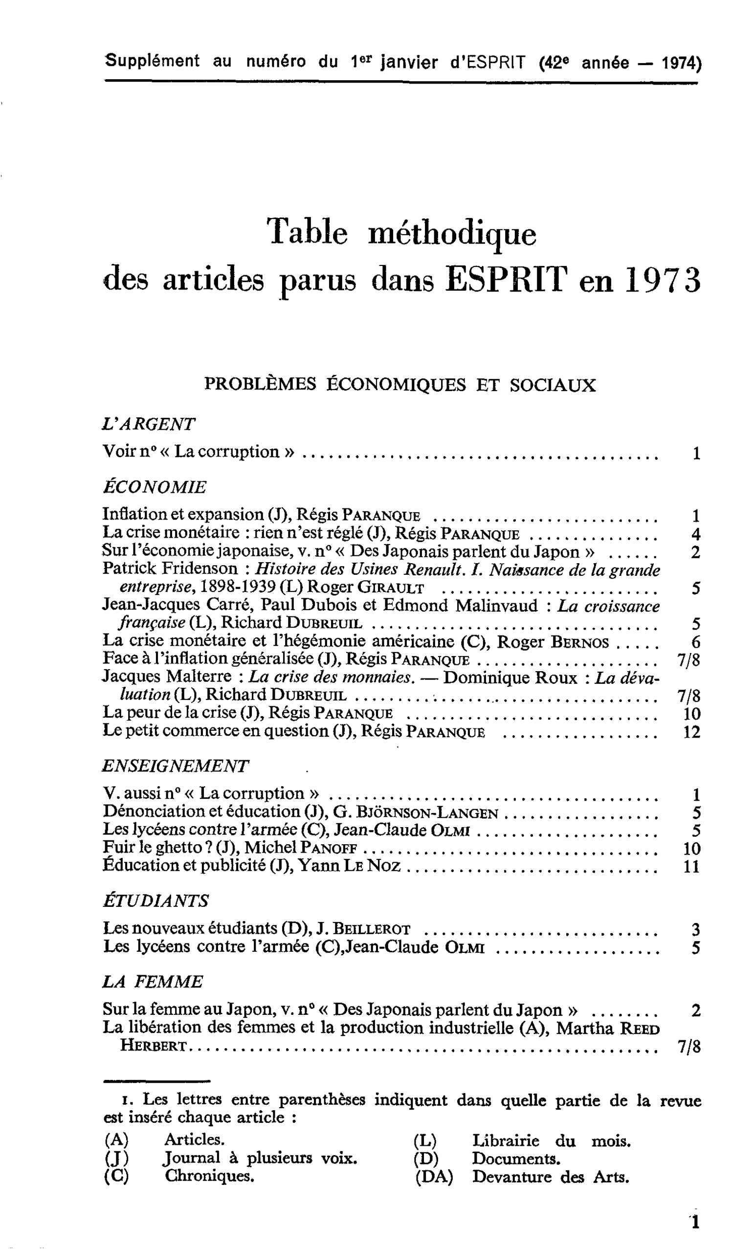 Table méthodique