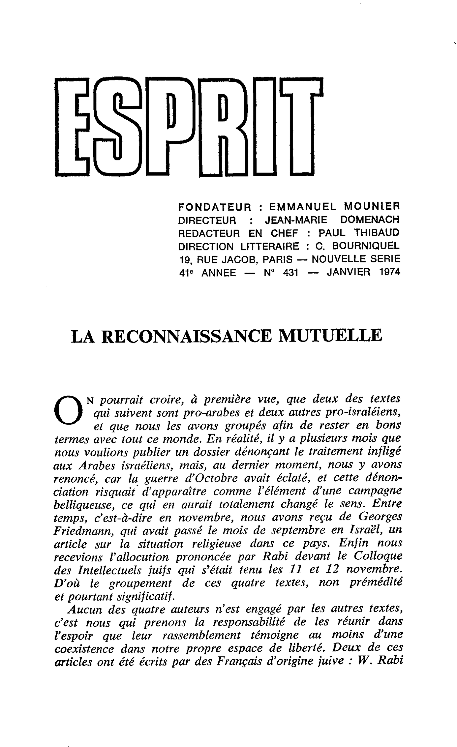 LA RECONNAISSANCE MUTUELLE