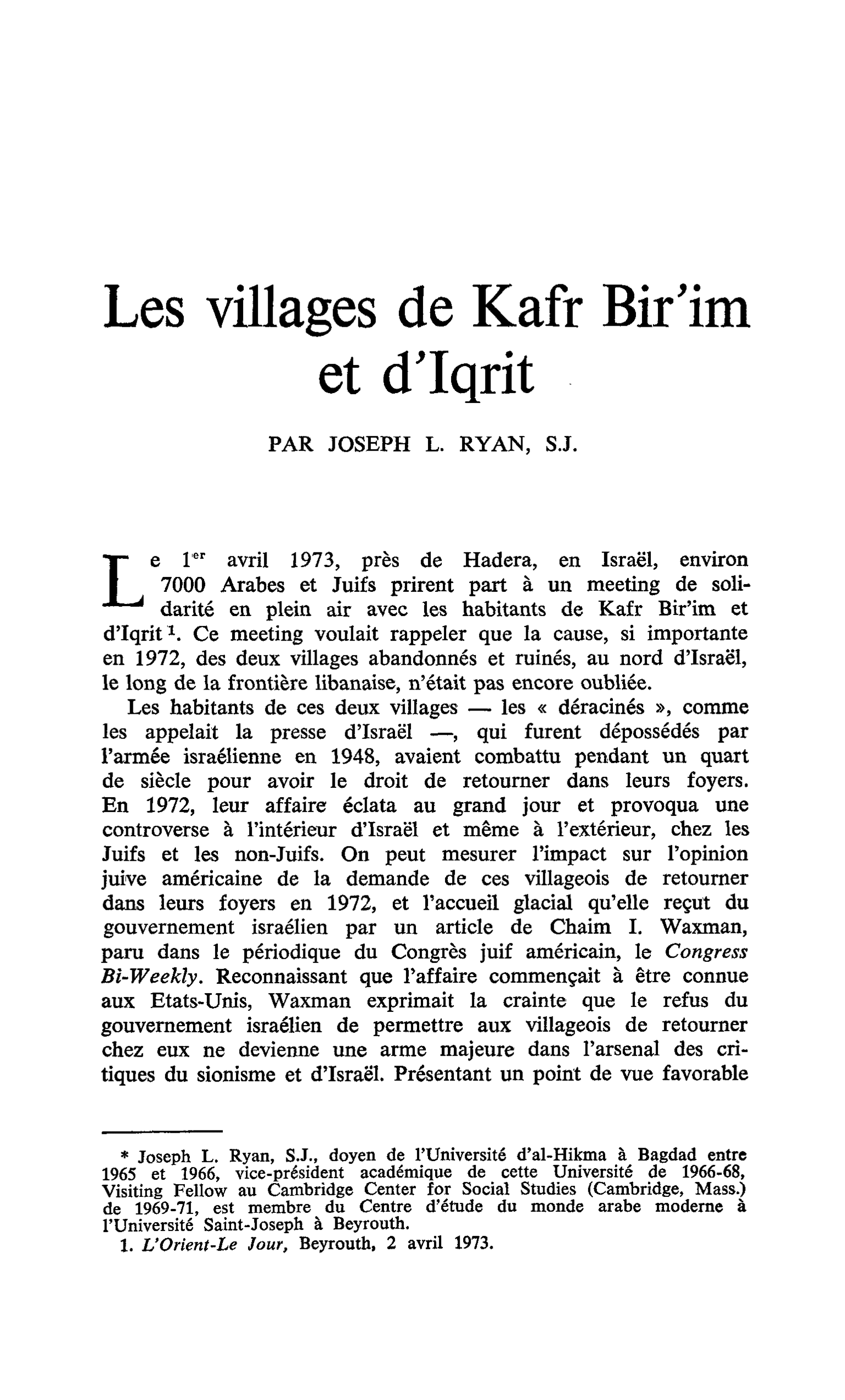 Les villages de Kafr Bir’im et d’Iqrit