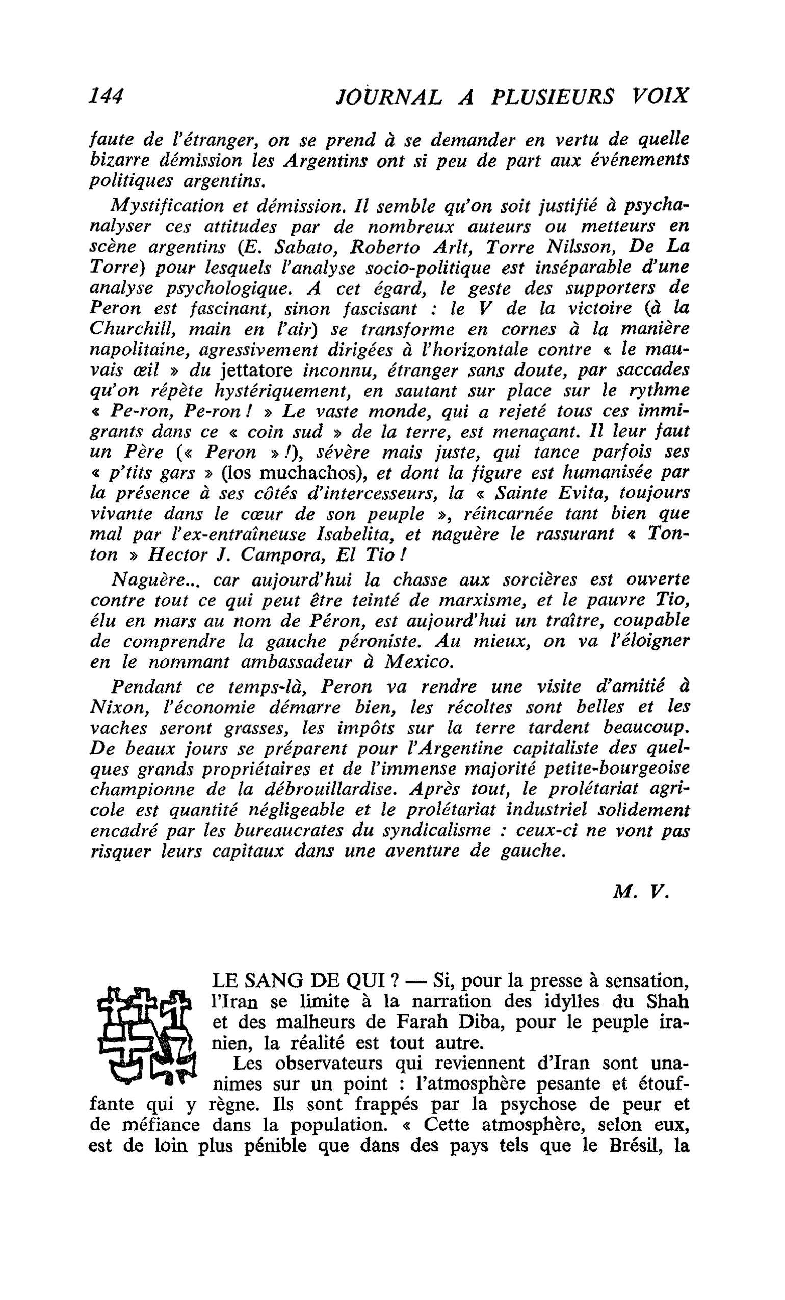 LE SANG DE QUI ?