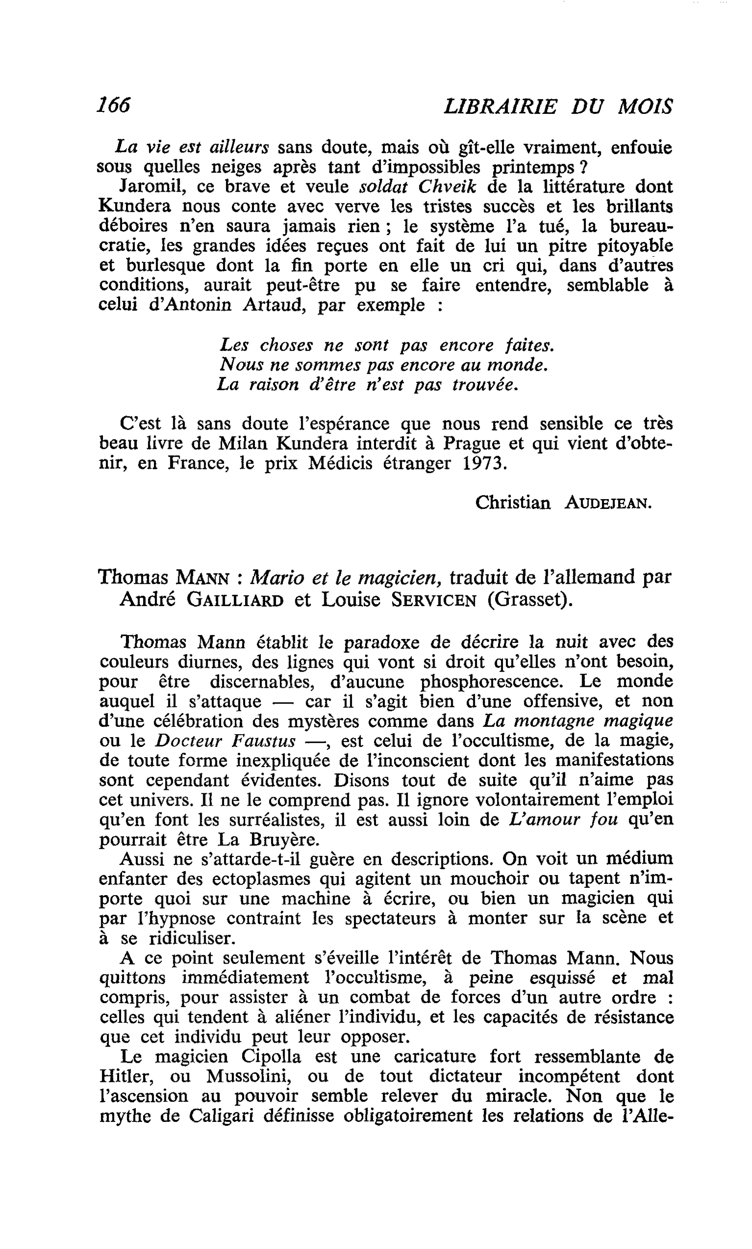Thomas Mann : Mario et le magicien