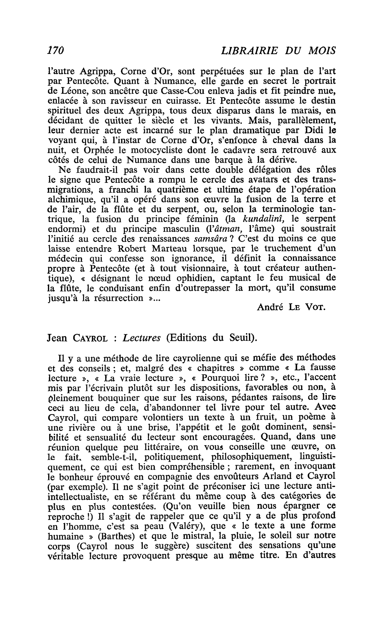 Jean Cayrol : Lectures