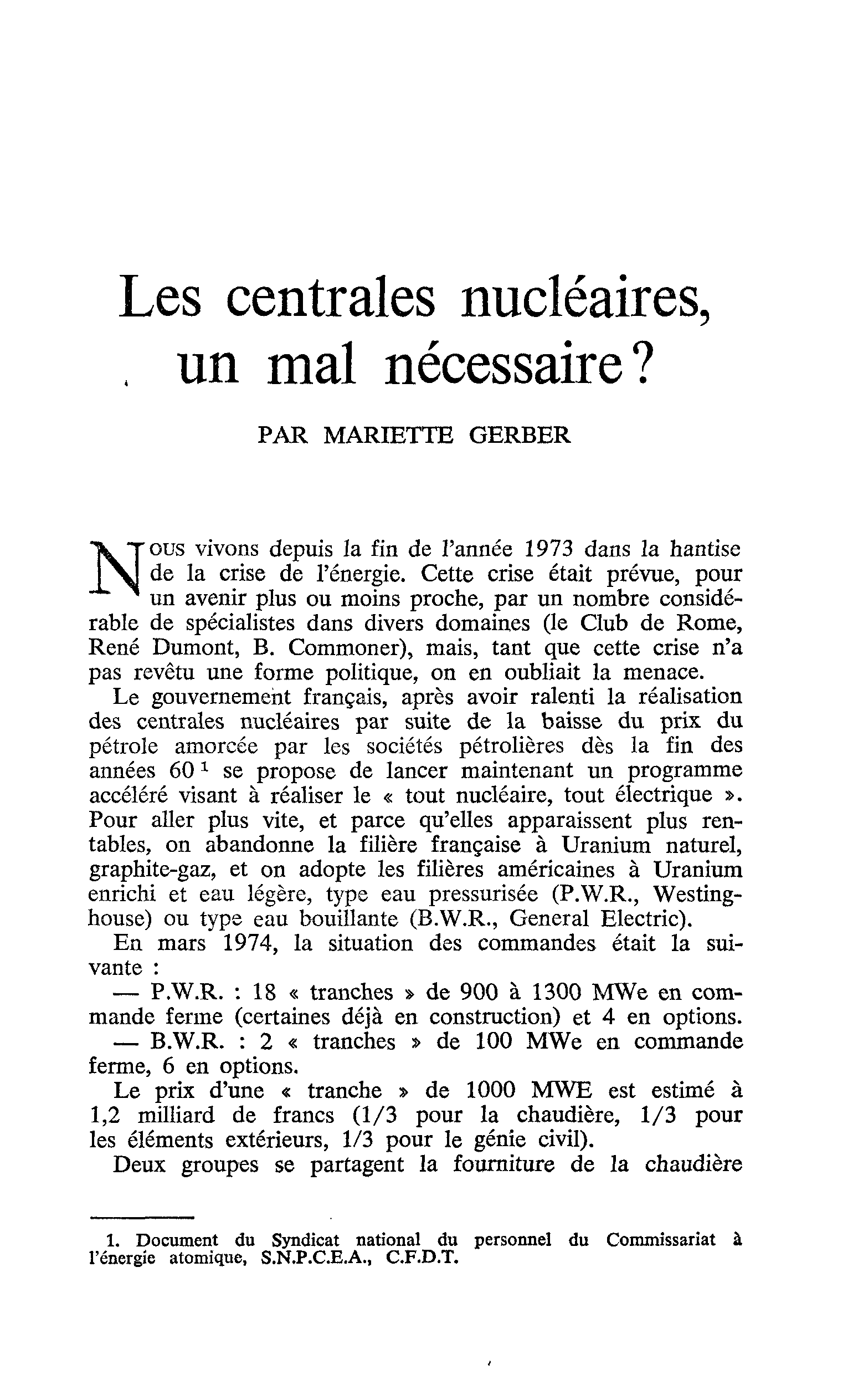 Les centrales nucléaires, un mal nécessaire ?
