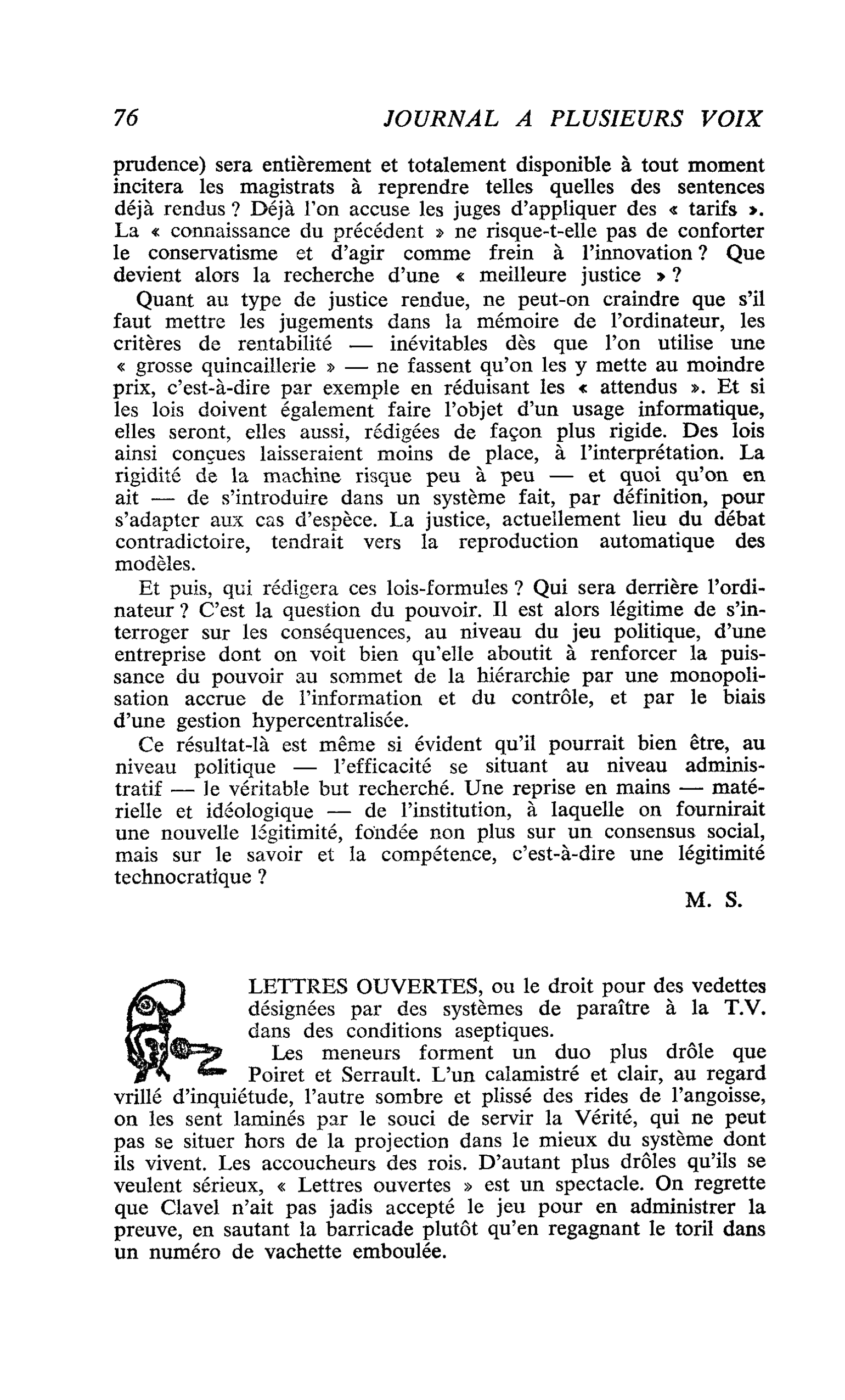 LETTRES OUVERTES