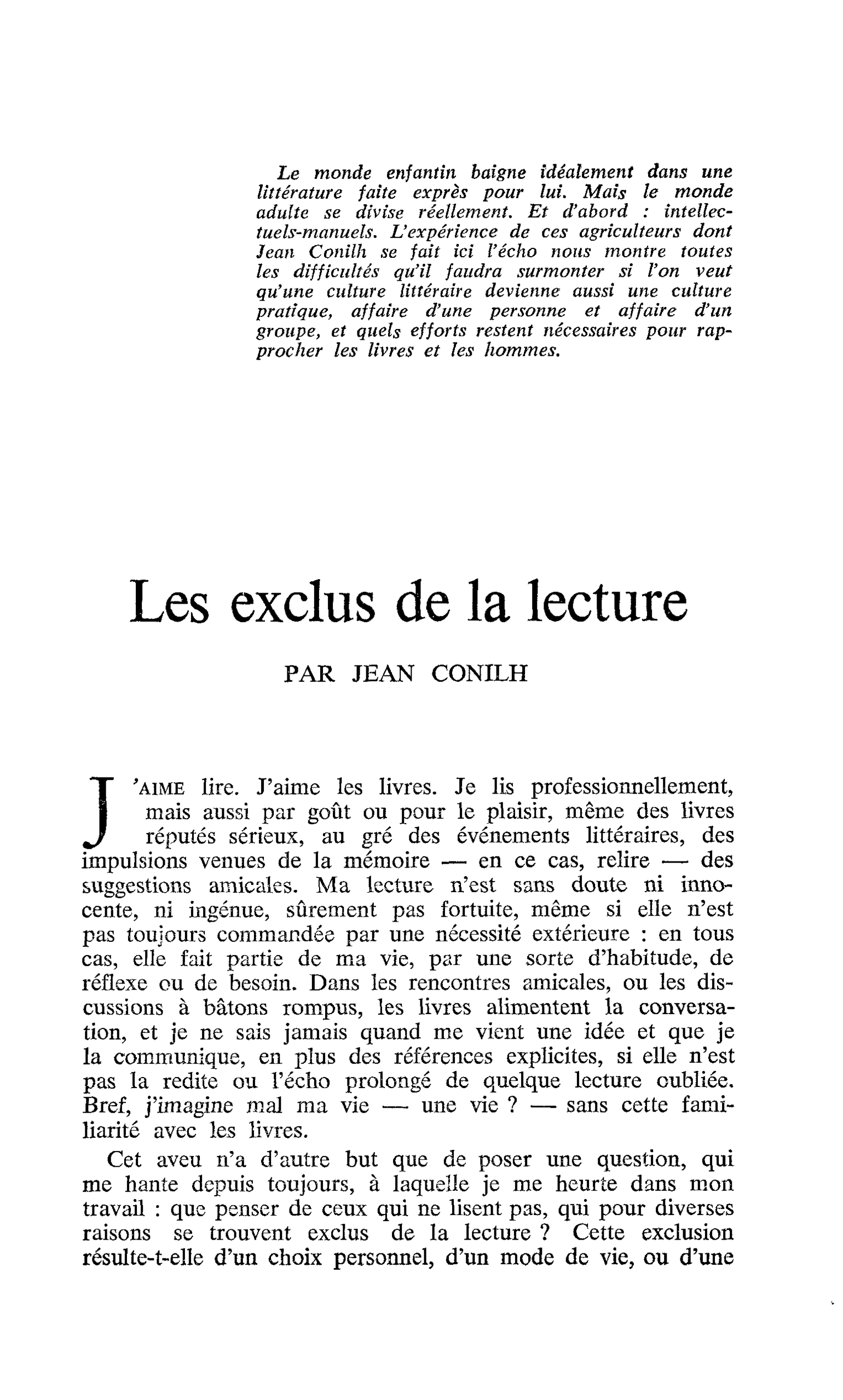 Les exclus de la lecture