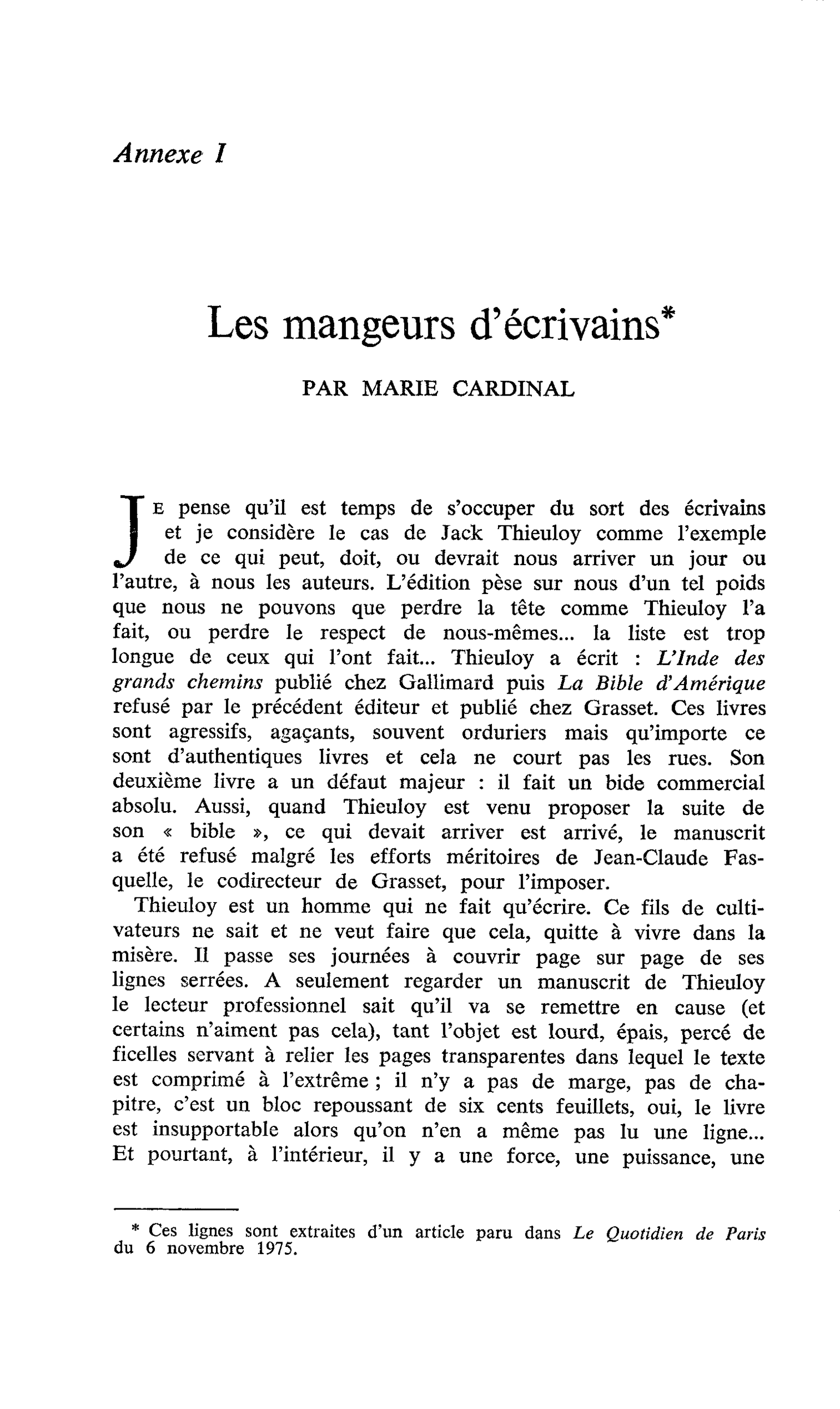 Les mangeurs d’écrivains