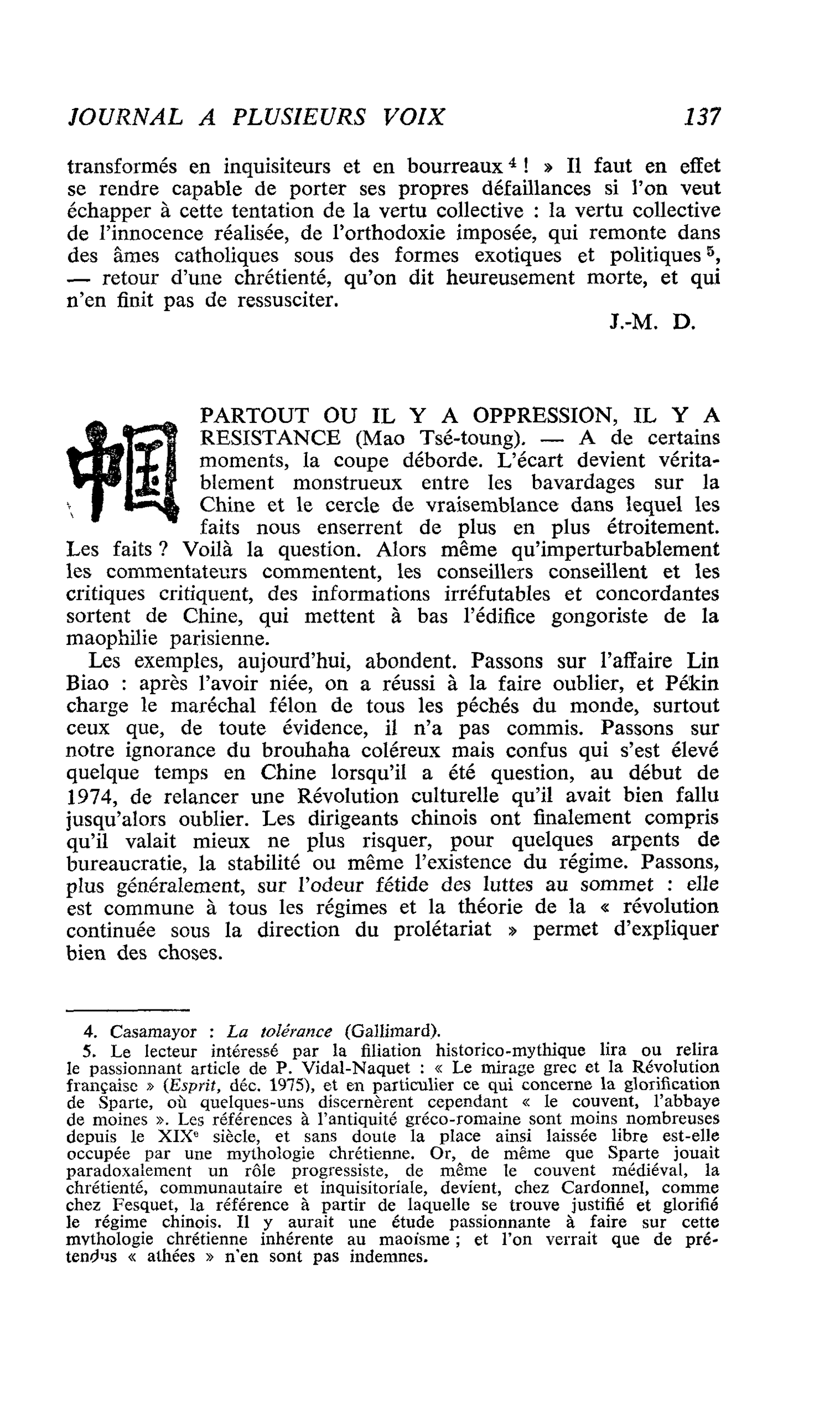 PARTOUT OU IL Y A OPPRESSION, IL Y A RESISTANCE (Mao Tsé-toung)