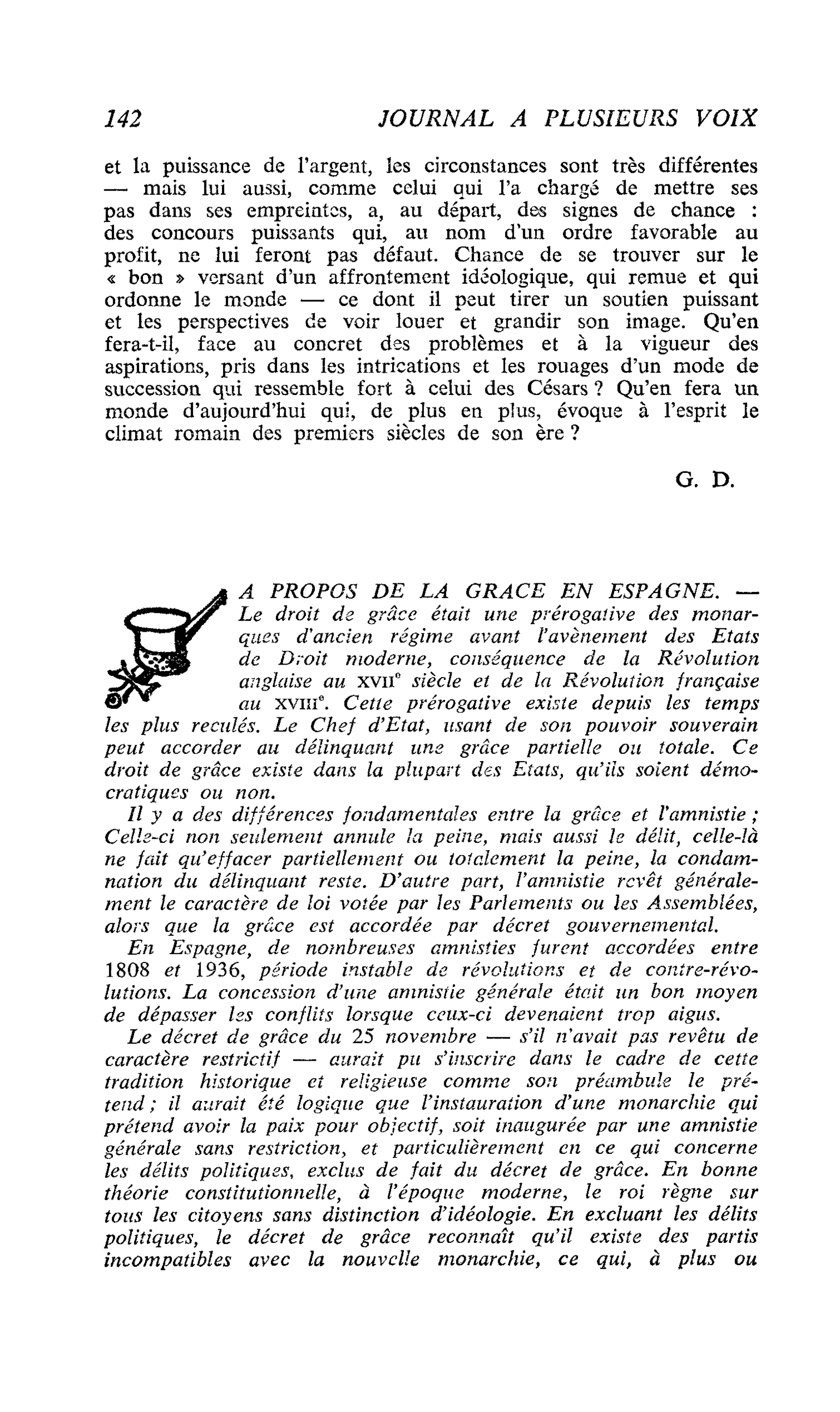 A PROPOS DE LA GRACE EN ESPAGNE