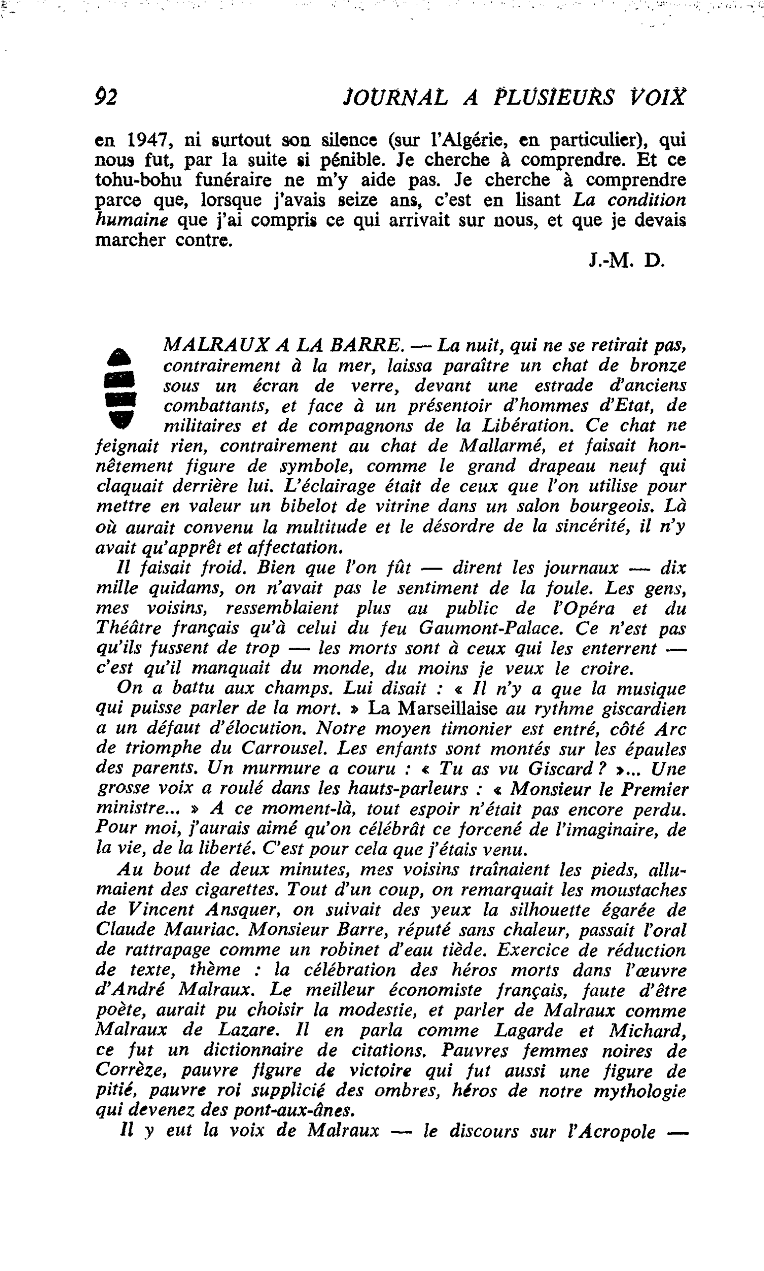 MALRAUX A LA BARRE